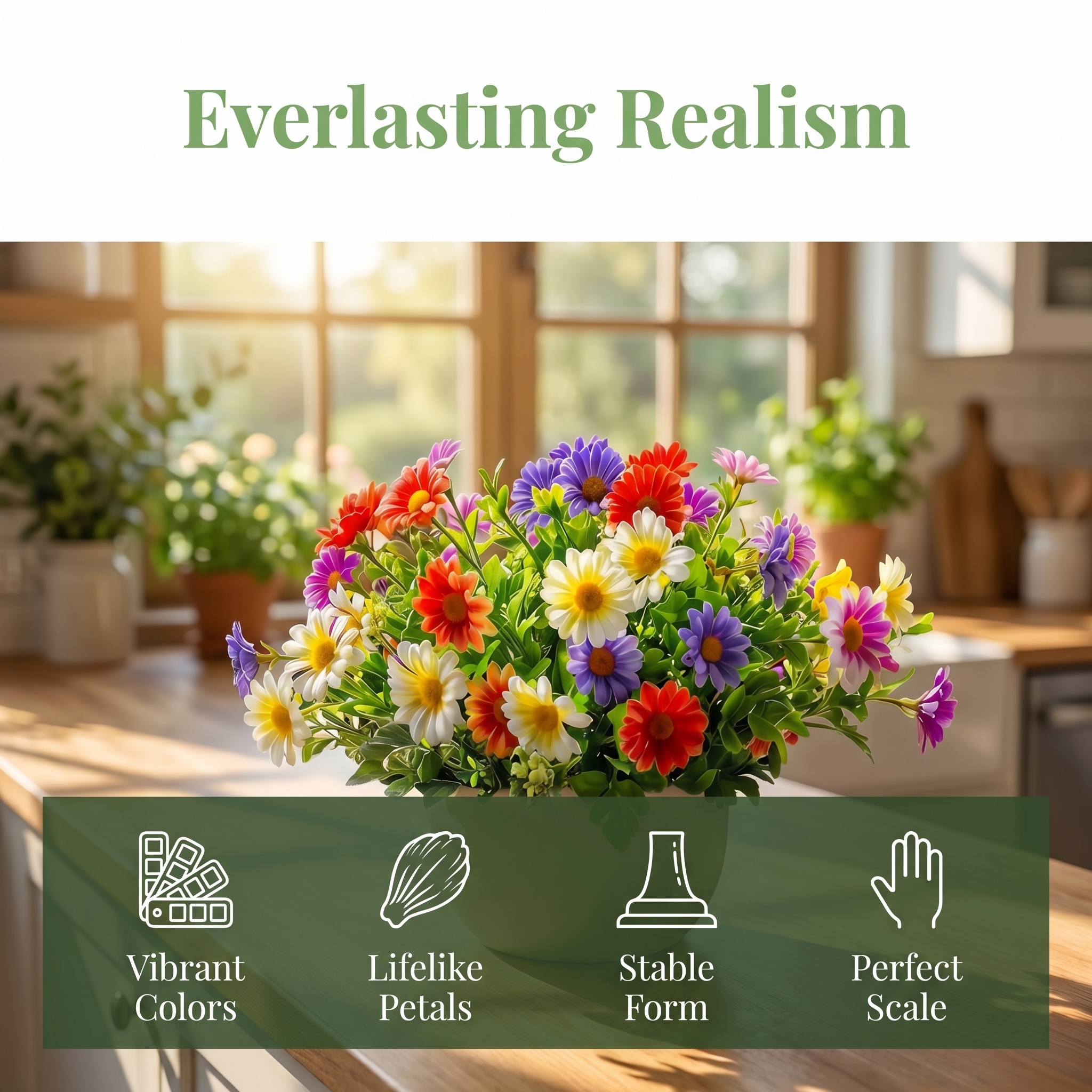 18 Bouquets Of Outdoor Artificial Daisies, Mixed Colors For Mother's Day.