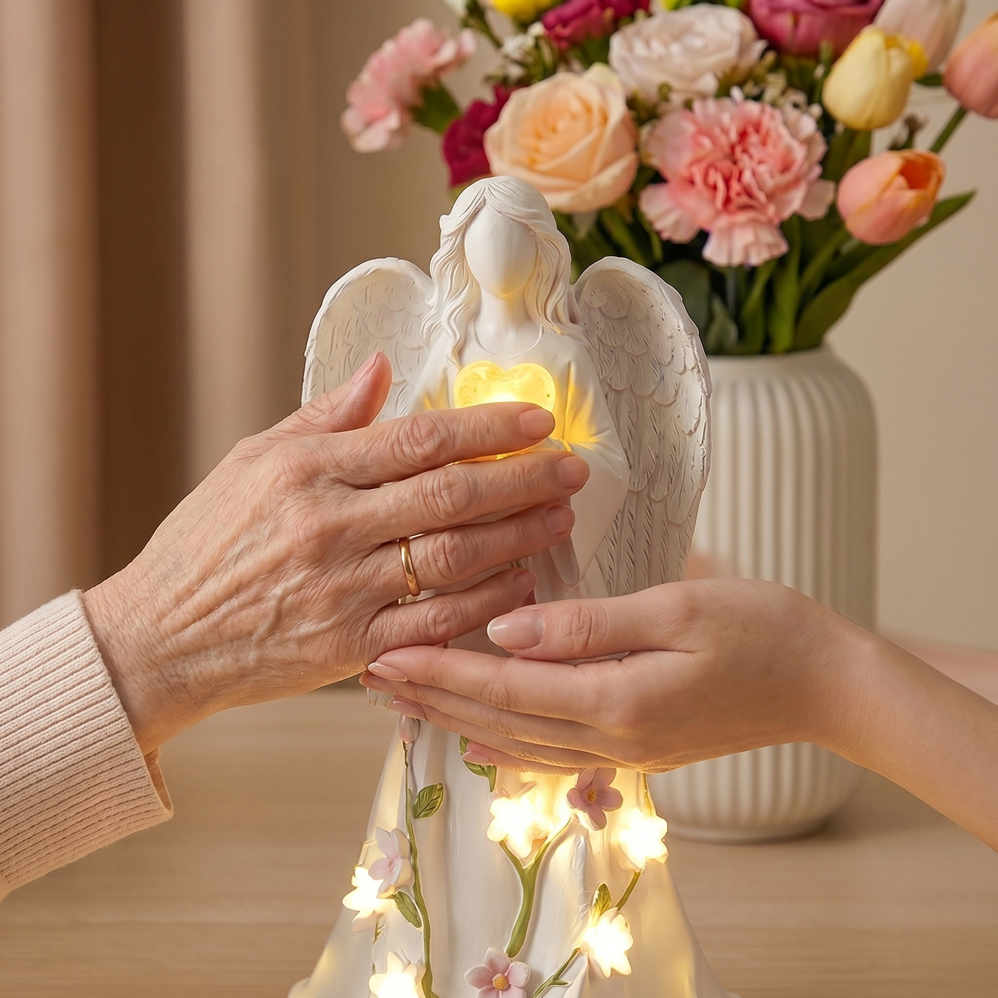 Mother's Day Angel Statue Garden Lights