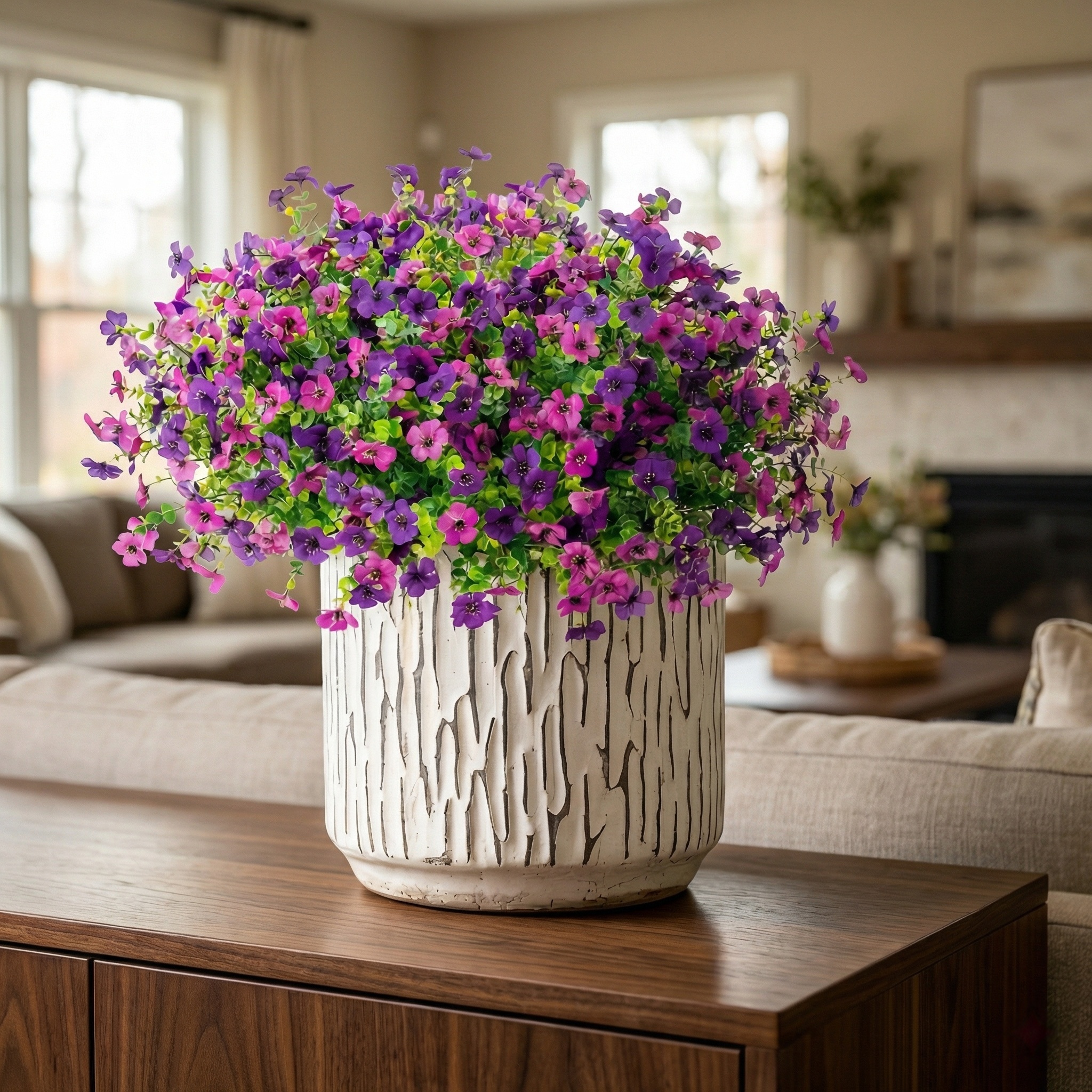 Colorful Silk Violet Outdoor UV-Protective Decorative Artificial Plant