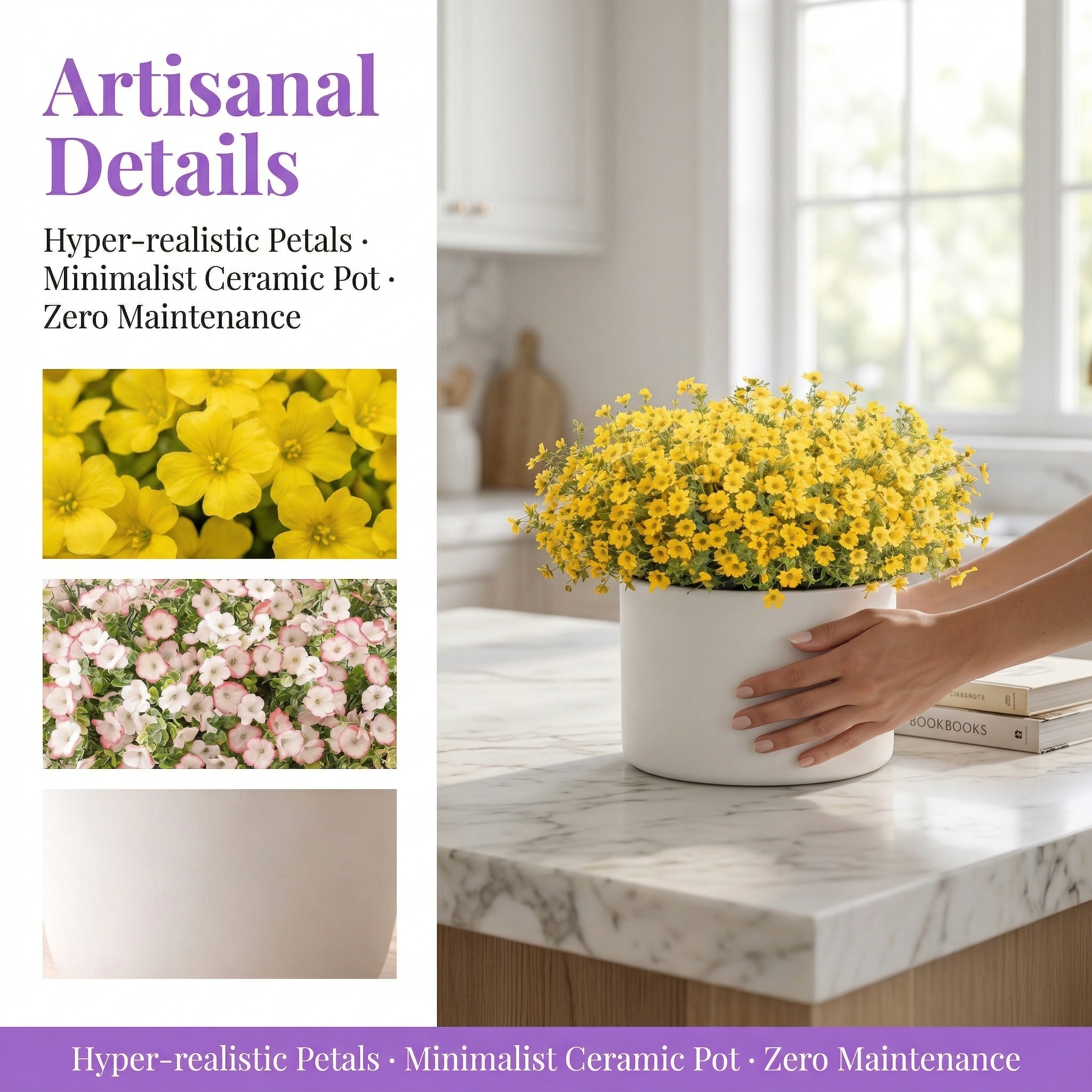 Colorful Silk Violet Outdoor UV-Protective Decorative Artificial Plant