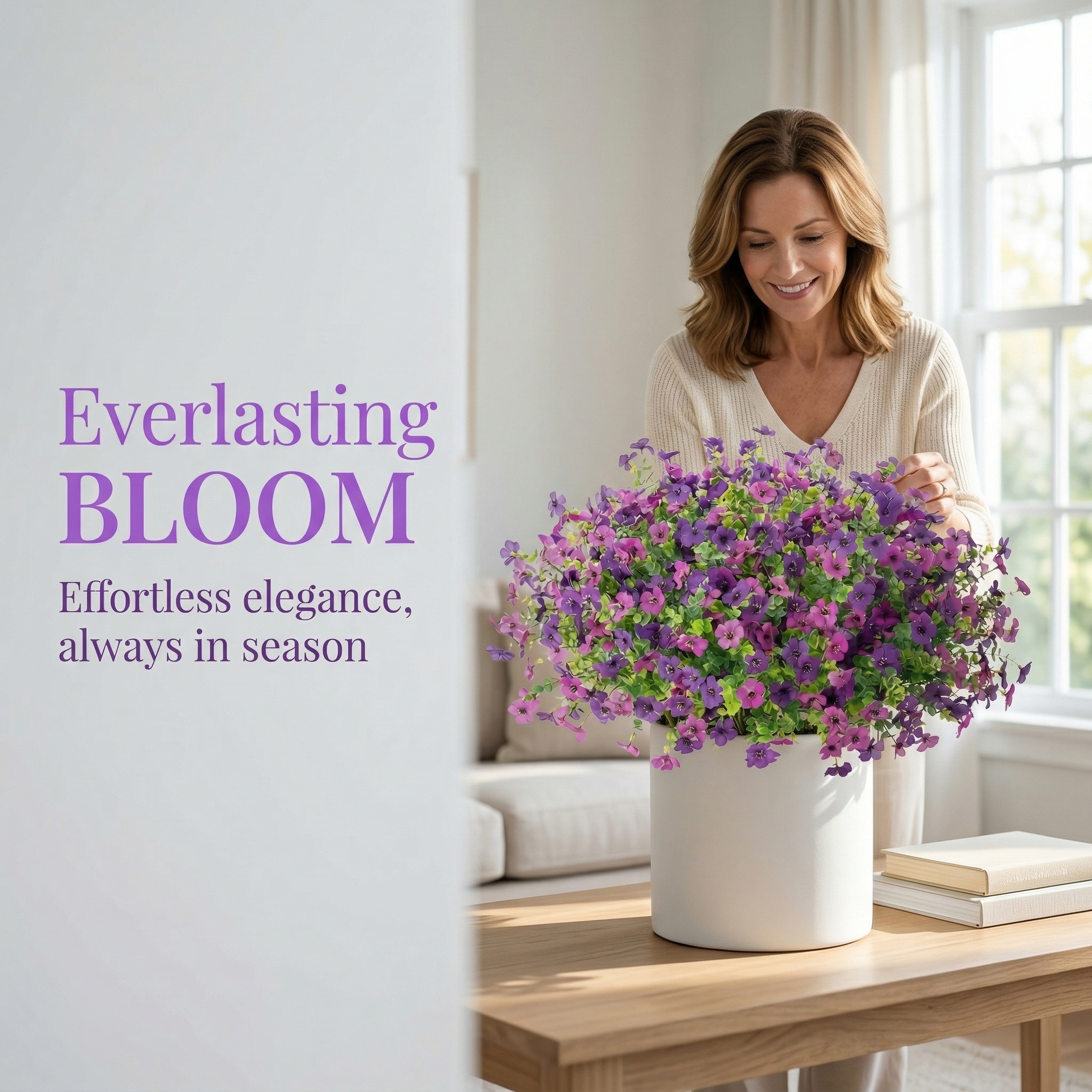 Colorful Silk Violet Outdoor UV-Protective Decorative Artificial Plant