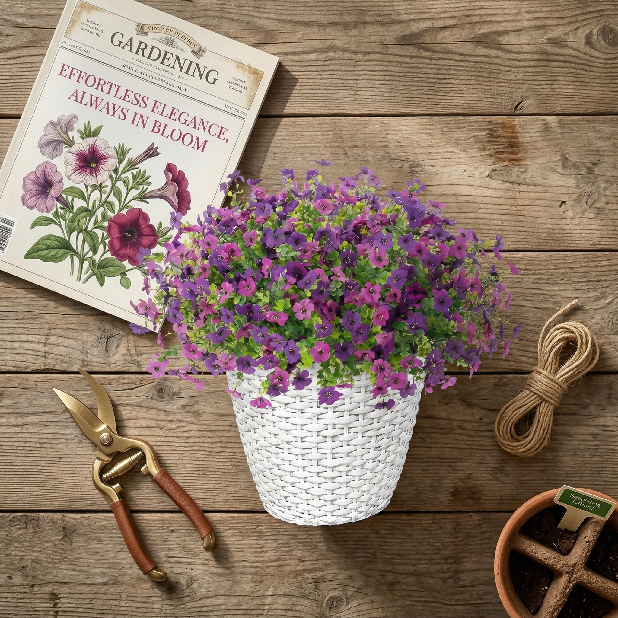 Colorful Silk Violet Outdoor UV-Protective Decorative Artificial Plant