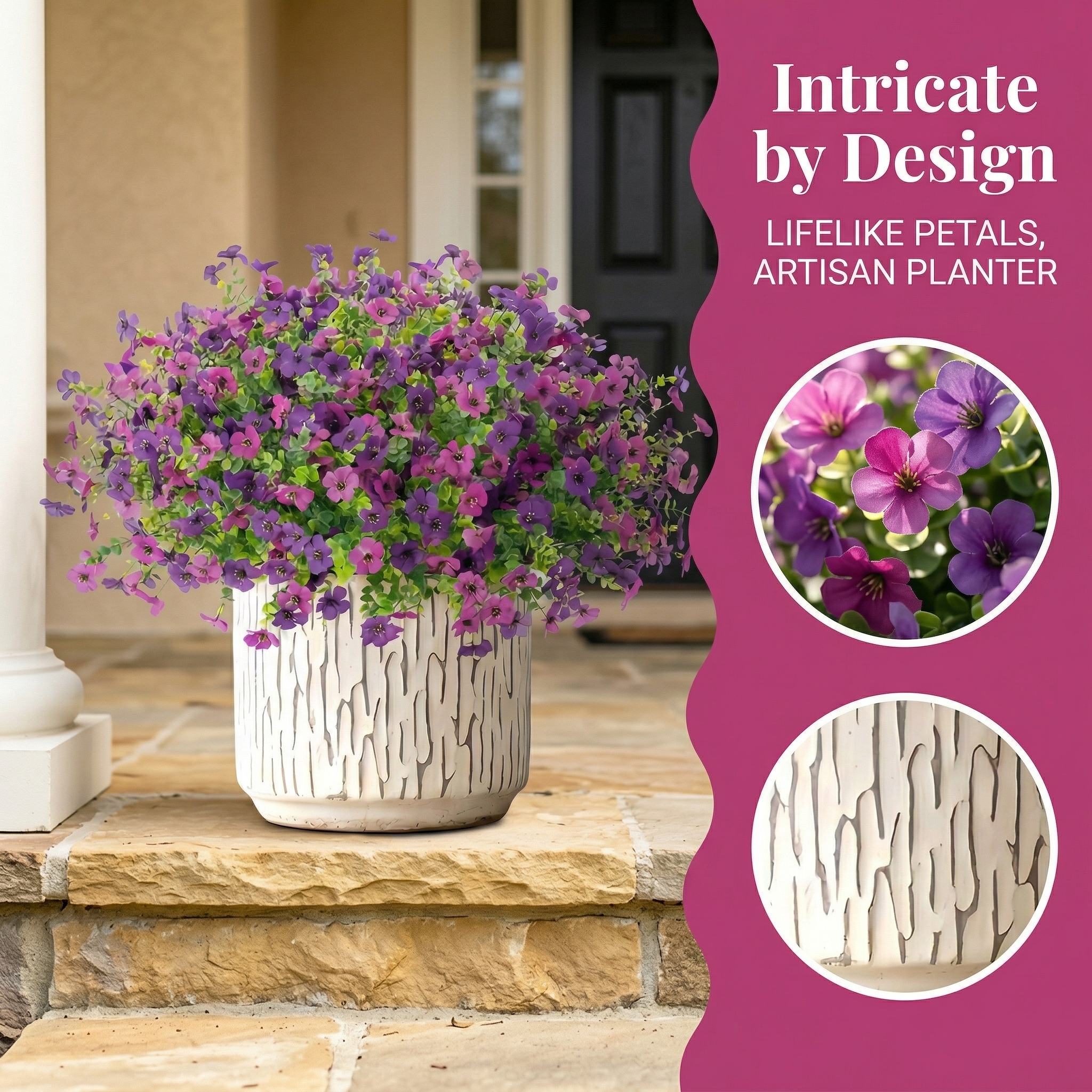 Colorful Silk Violet Outdoor UV-Protective Decorative Artificial Plant