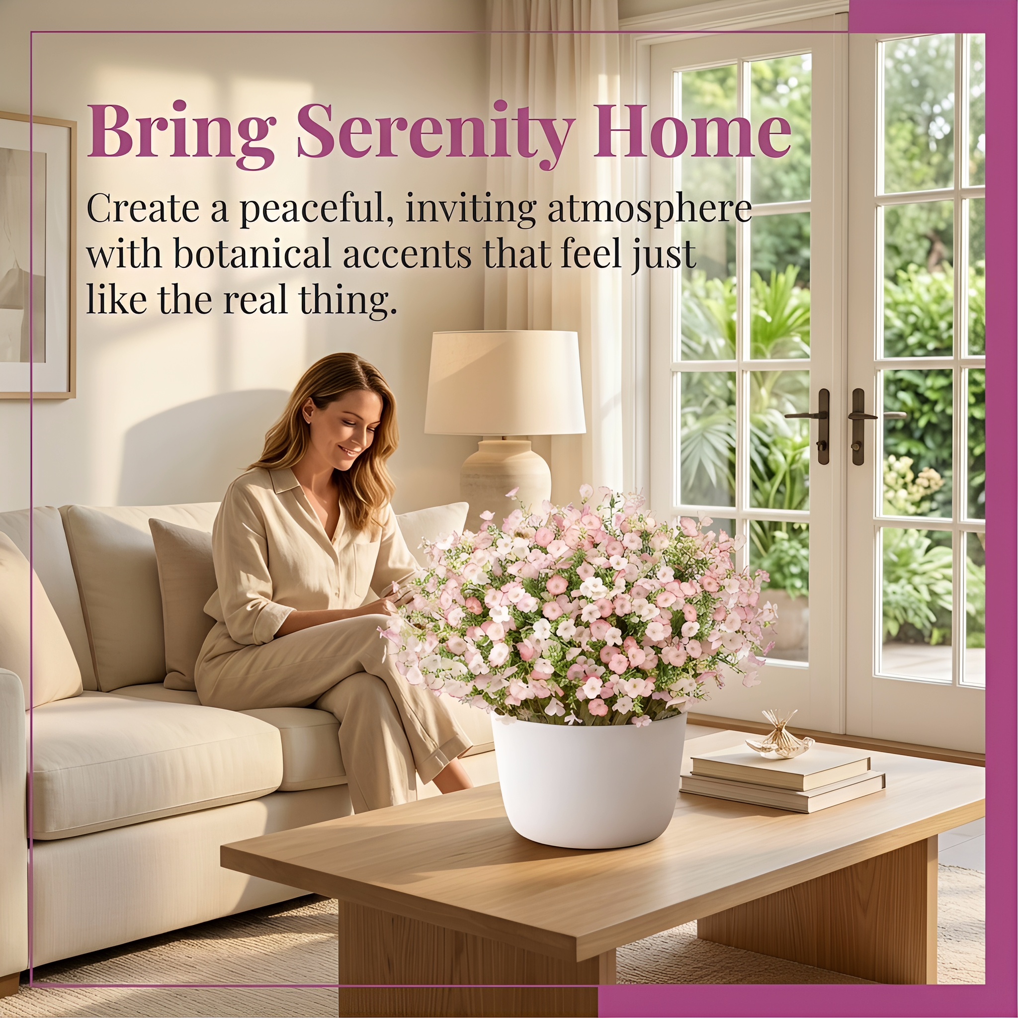 Colorful Silk Violet Outdoor UV-Protective Decorative Artificial Plant