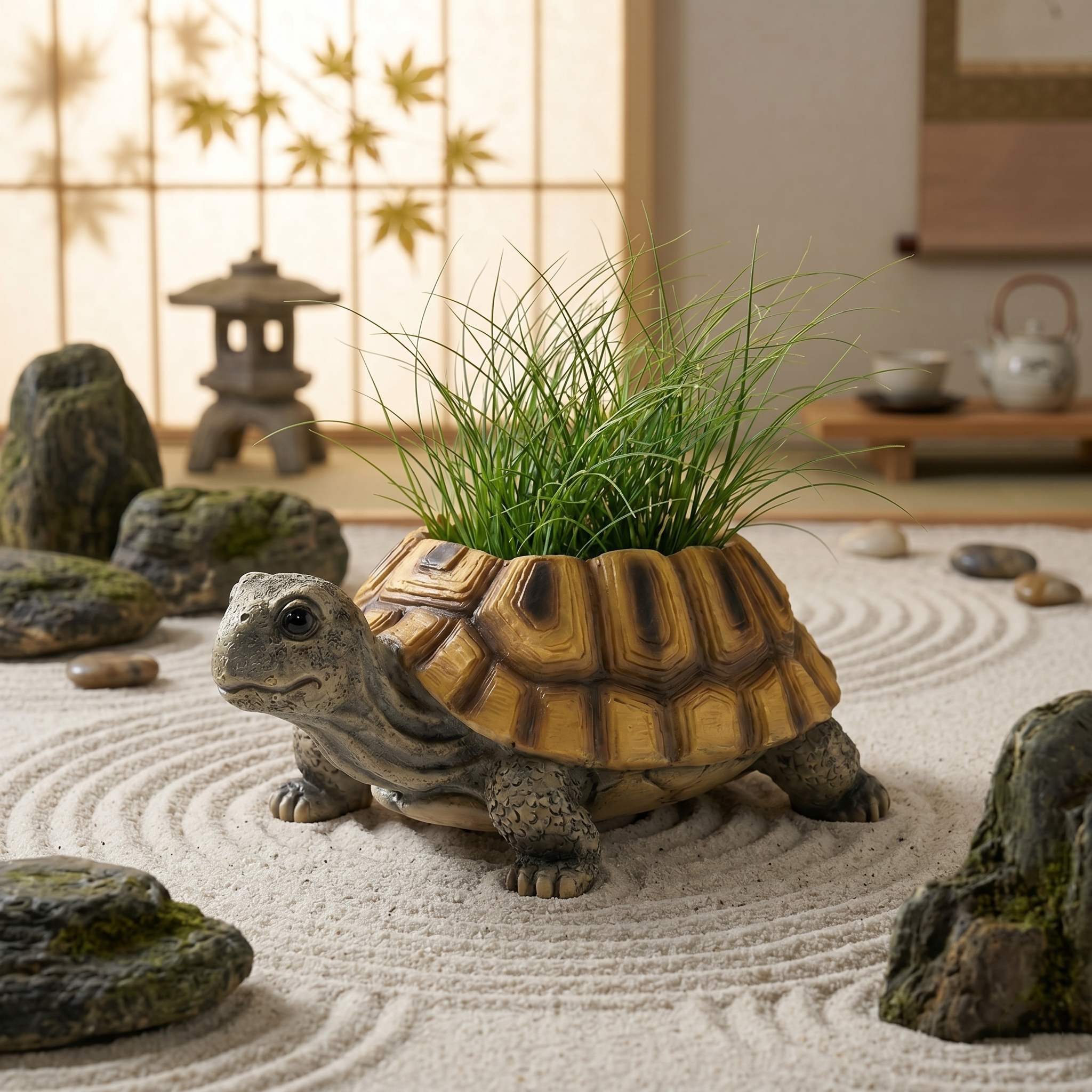 Resin Flower Pot Ornament In The Shape Of a Simulated Tortoise
