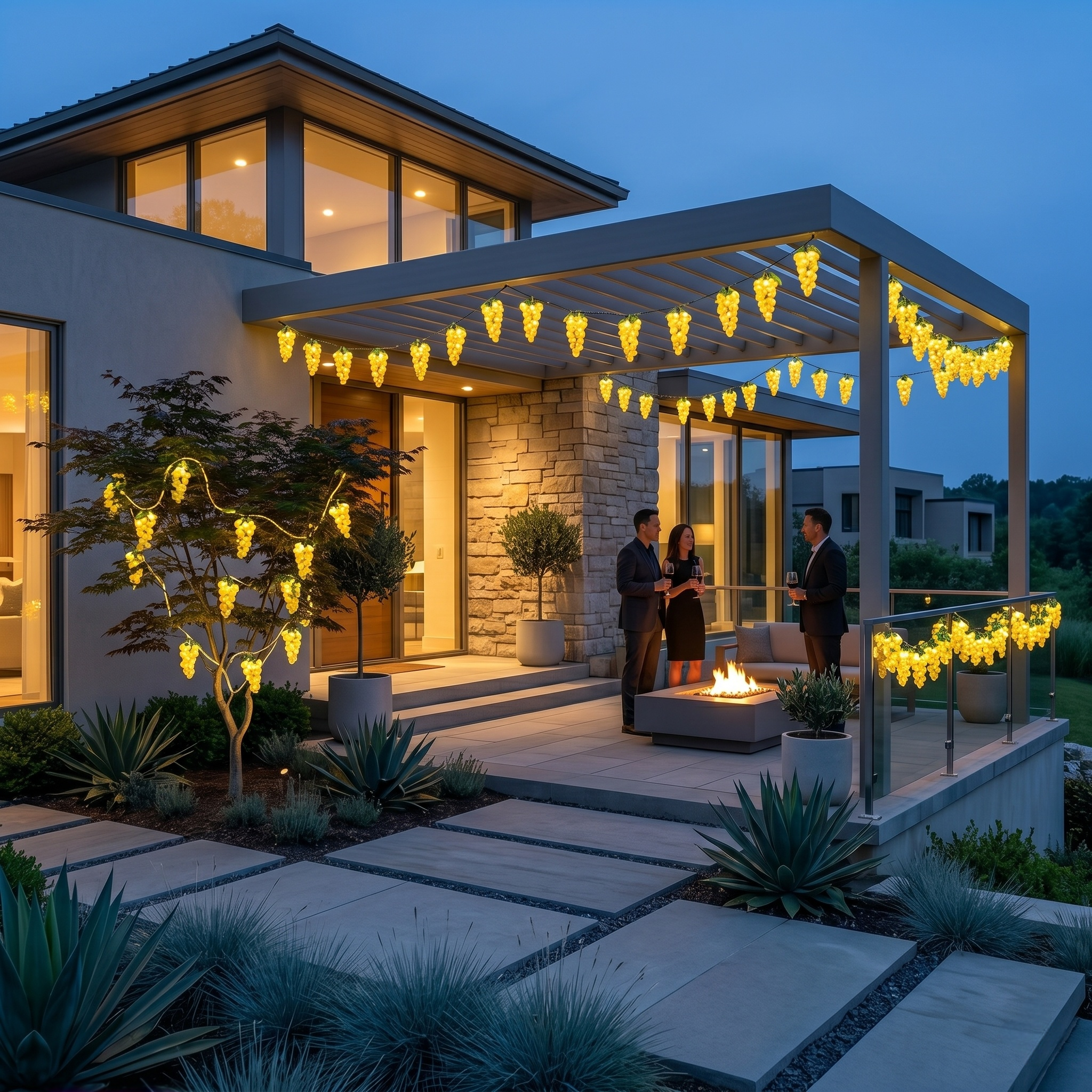 Artificial Grape Decorative Solar Light Strings