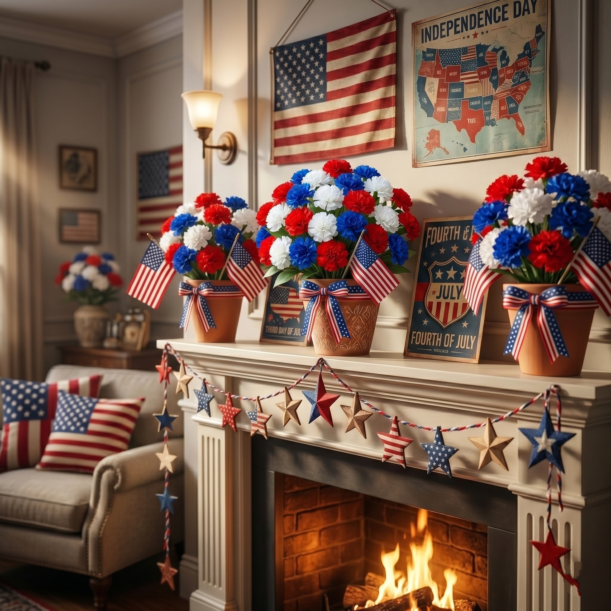 3Pcs-Independence Day Imitation Patriotic Memorial Imitation Flower Arrangement