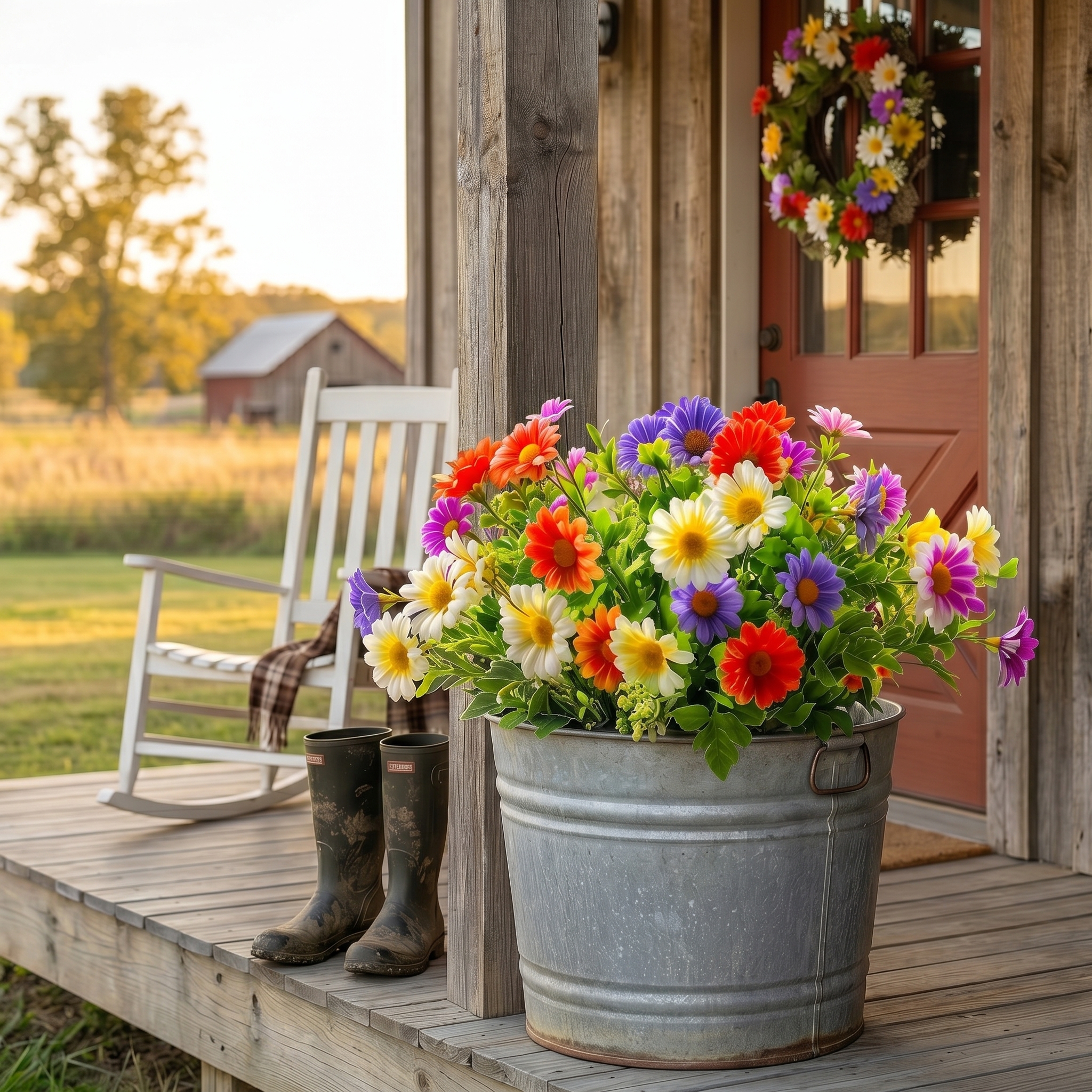 18 Bouquets Of Outdoor Artificial Daisies, Mixed Colors For Mother's Day.