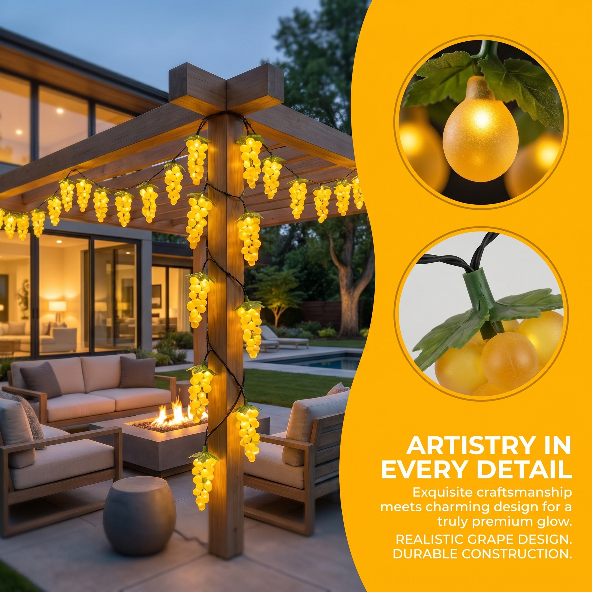 Artificial Grape Decorative Solar Light Strings