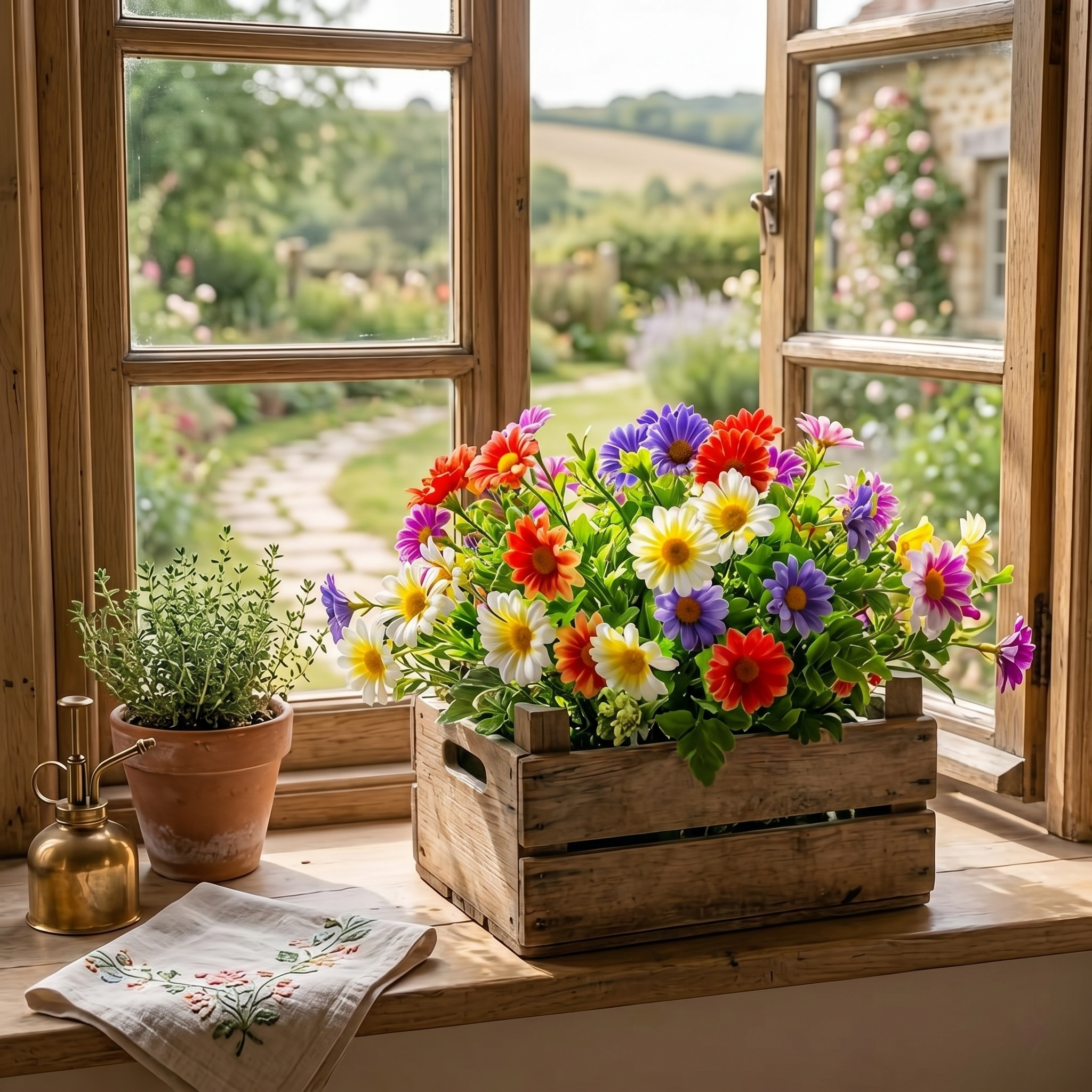 18 Bouquets Of Outdoor Artificial Daisies, Mixed Colors For Mother's Day.