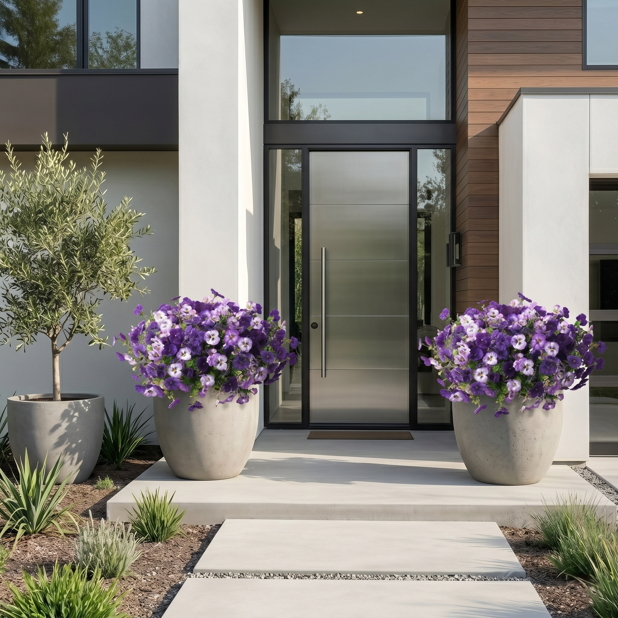 Artificial Flower Decorations, Colorfast Fake Pansies And Plants