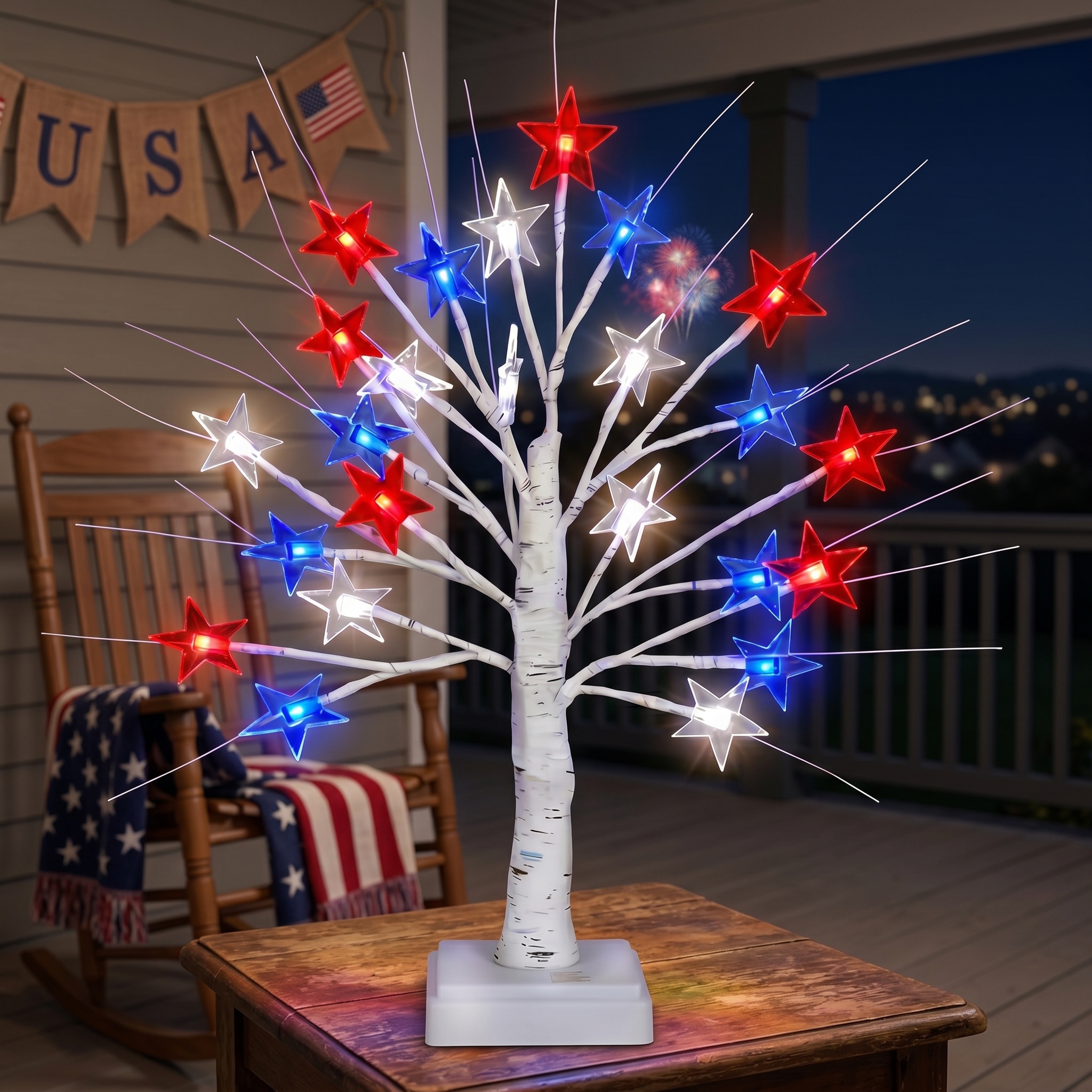 Independent Decorative Lights With 24 LEDs, 8 Flashing Modes, And Powered By USB Battery Box.