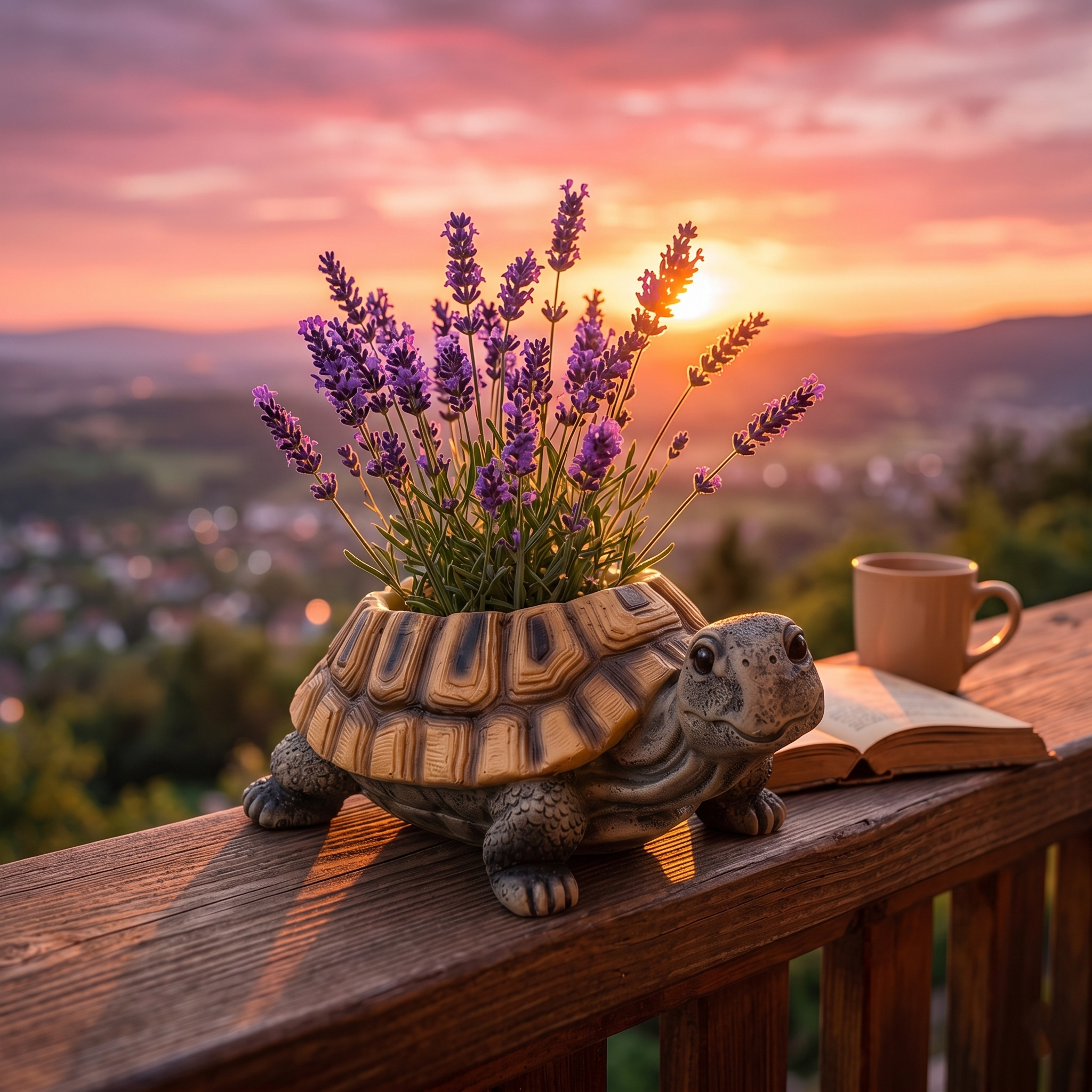 Resin Flower Pot Ornament In The Shape Of a Simulated Tortoise