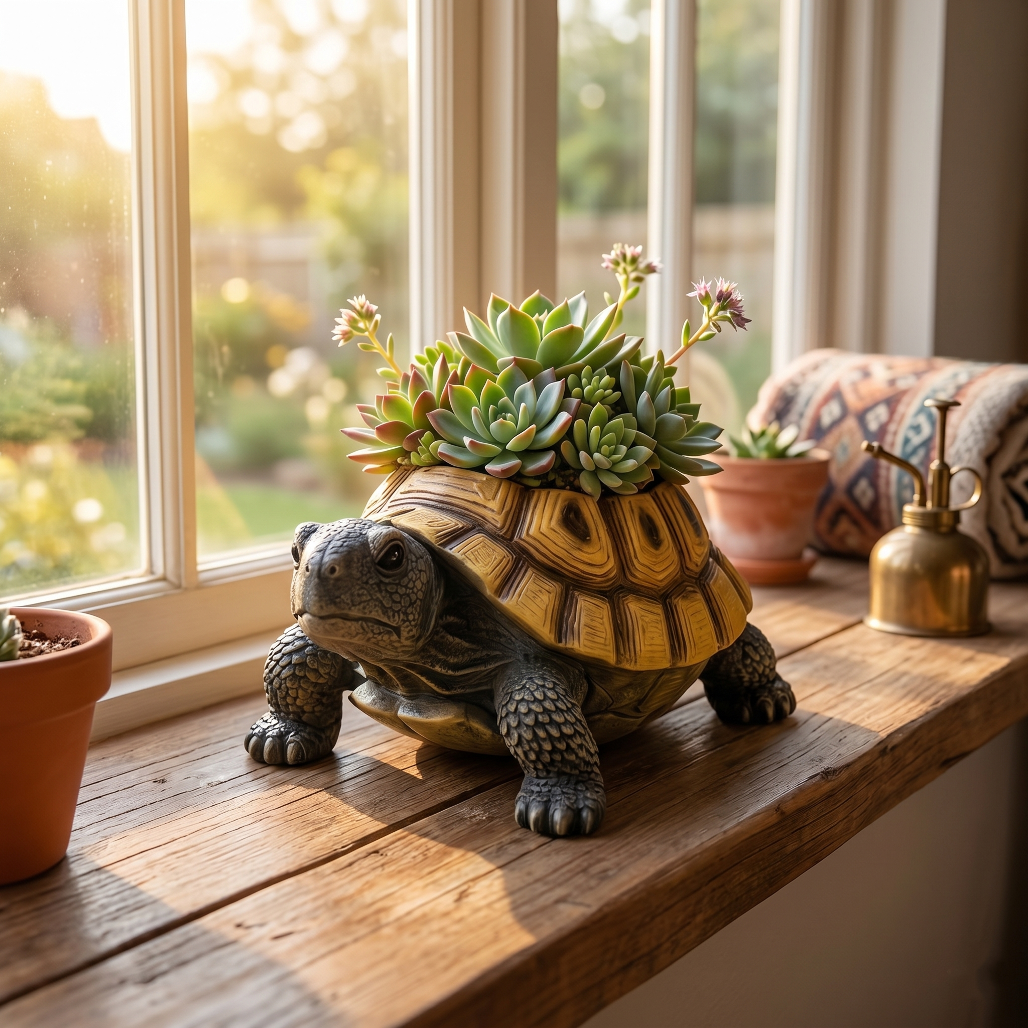 Resin Flower Pot Ornament In The Shape Of a Simulated Tortoise