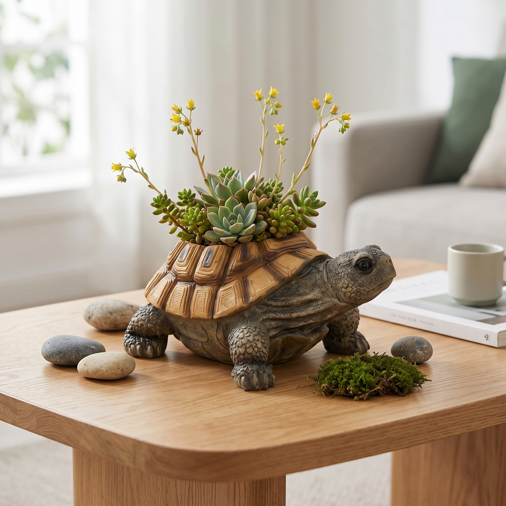 Resin Flower Pot Ornament In The Shape Of a Simulated Tortoise