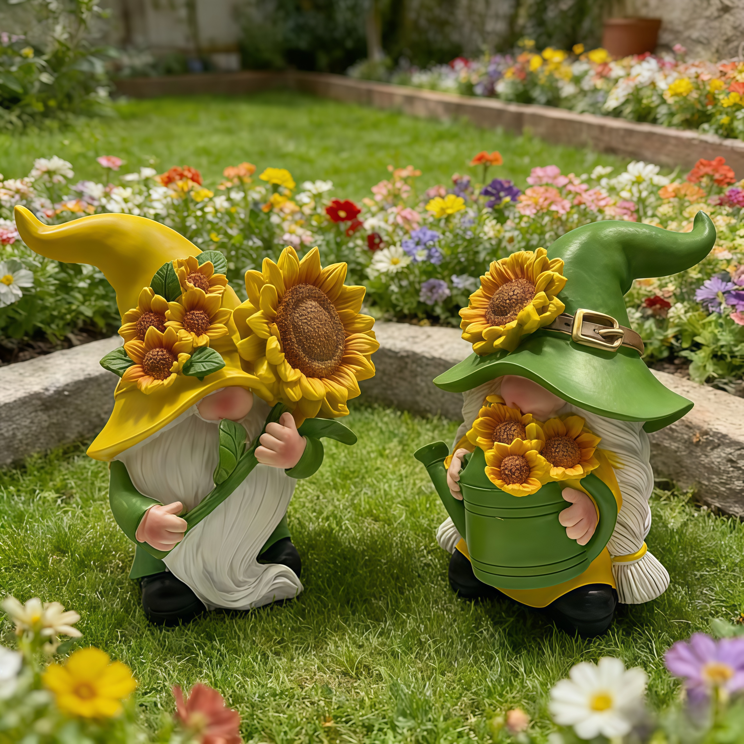 Sunflower Garden Gnome Figurines