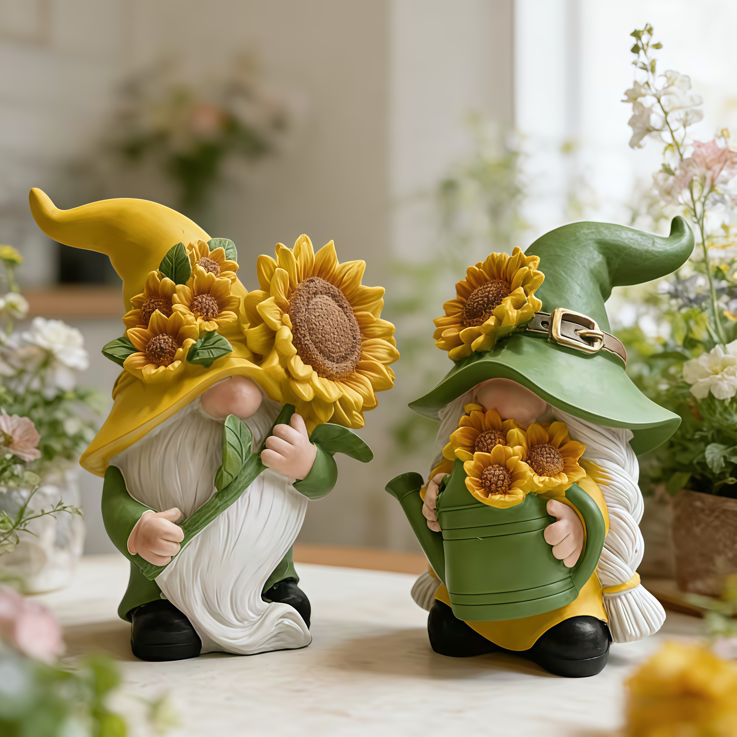 Sunflower Garden Gnome Figurines