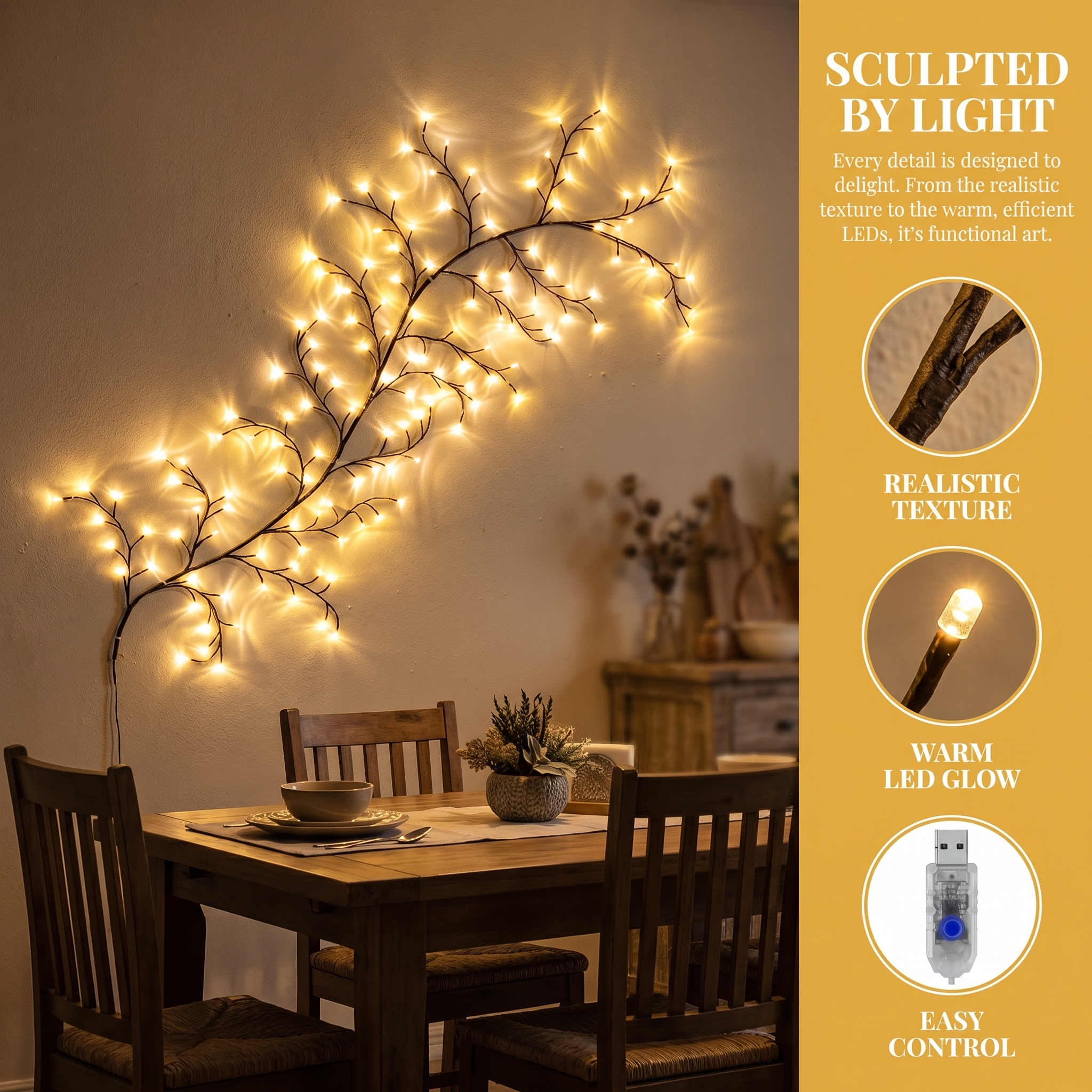 LED Atmospheric Rattan Decorative Lamp Shape Simulated Tree Branch Lamp