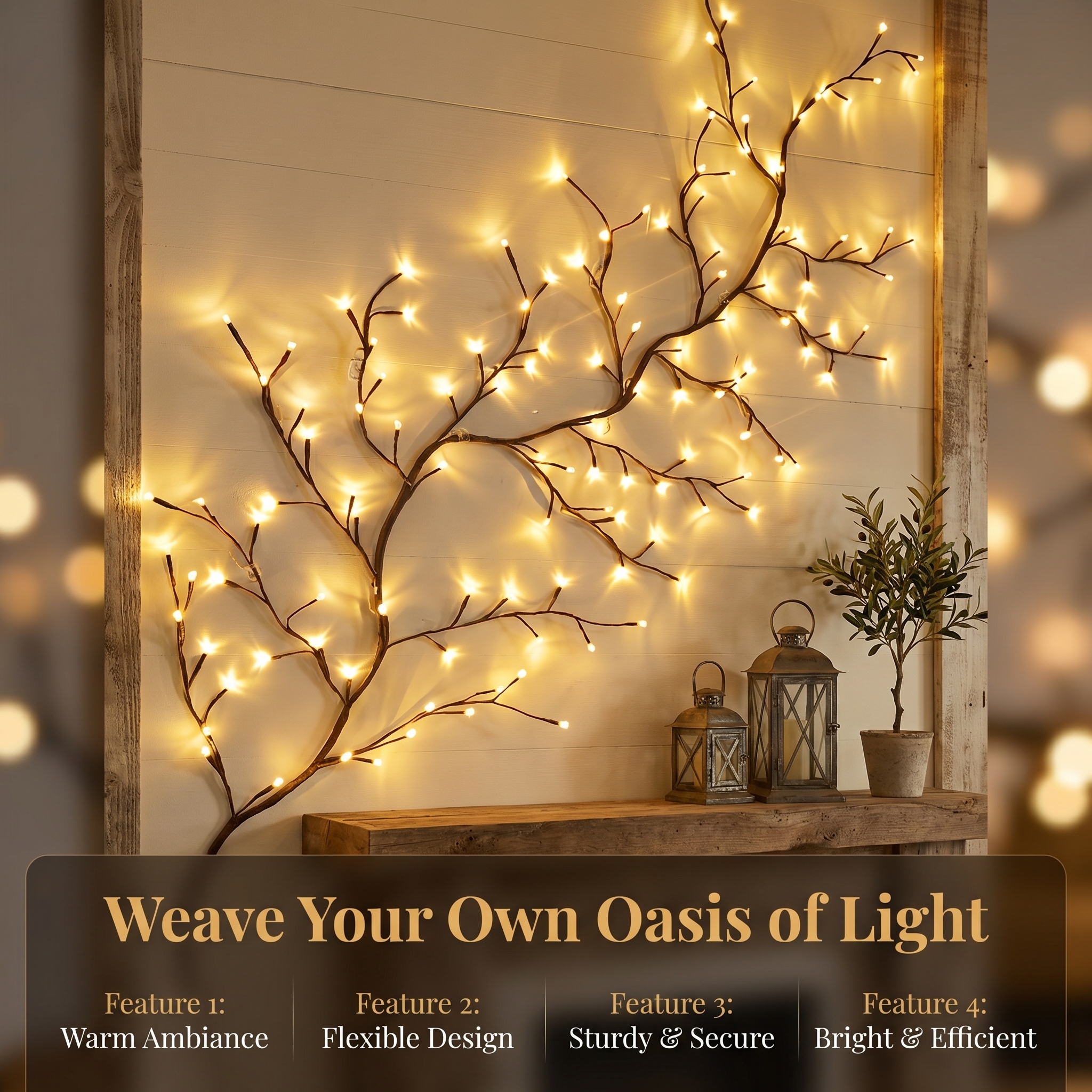 LED Atmospheric Rattan Decorative Lamp Shape Simulated Tree Branch Lamp