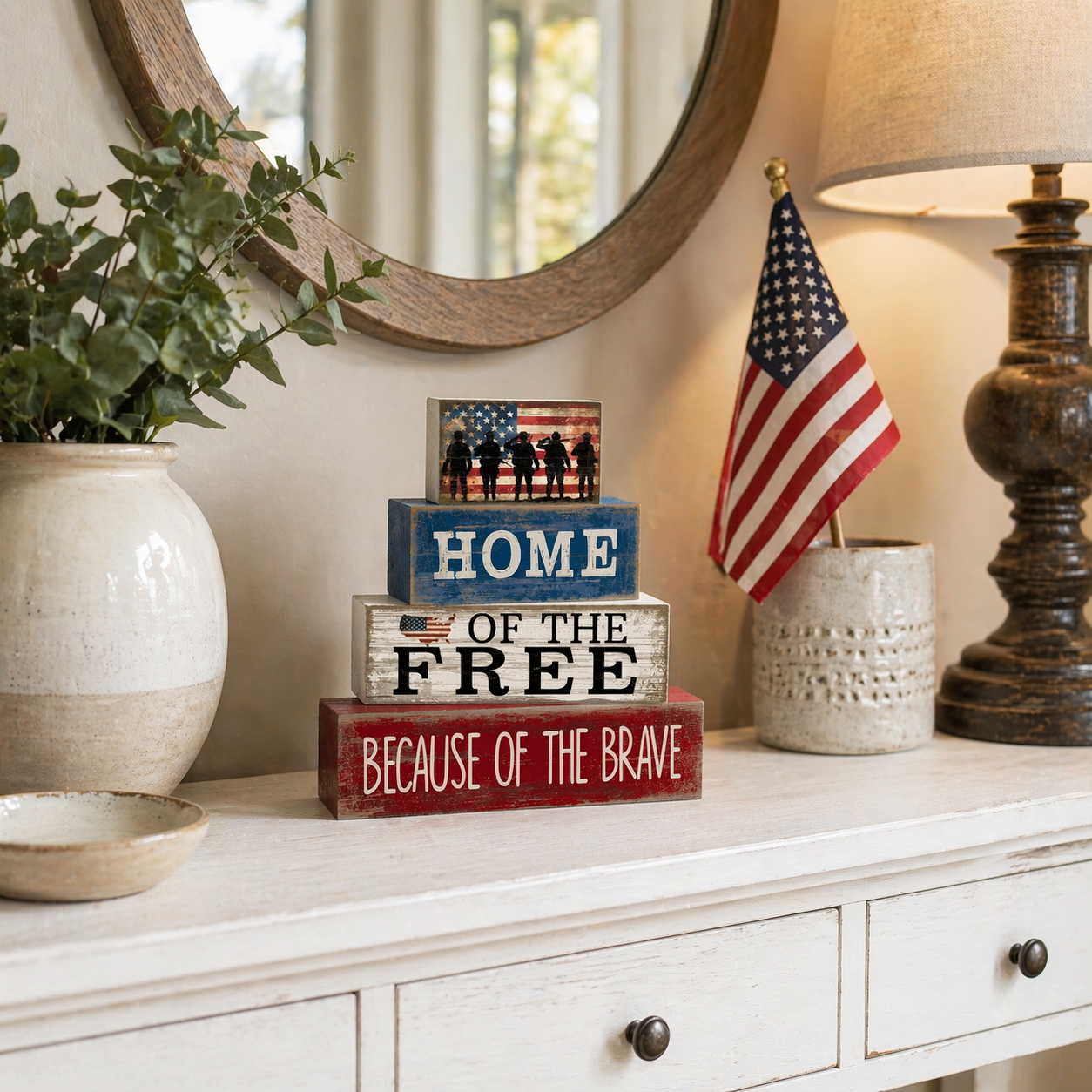 Independence Day Patriotic Memorial Wooden Letter Decorative Ornament