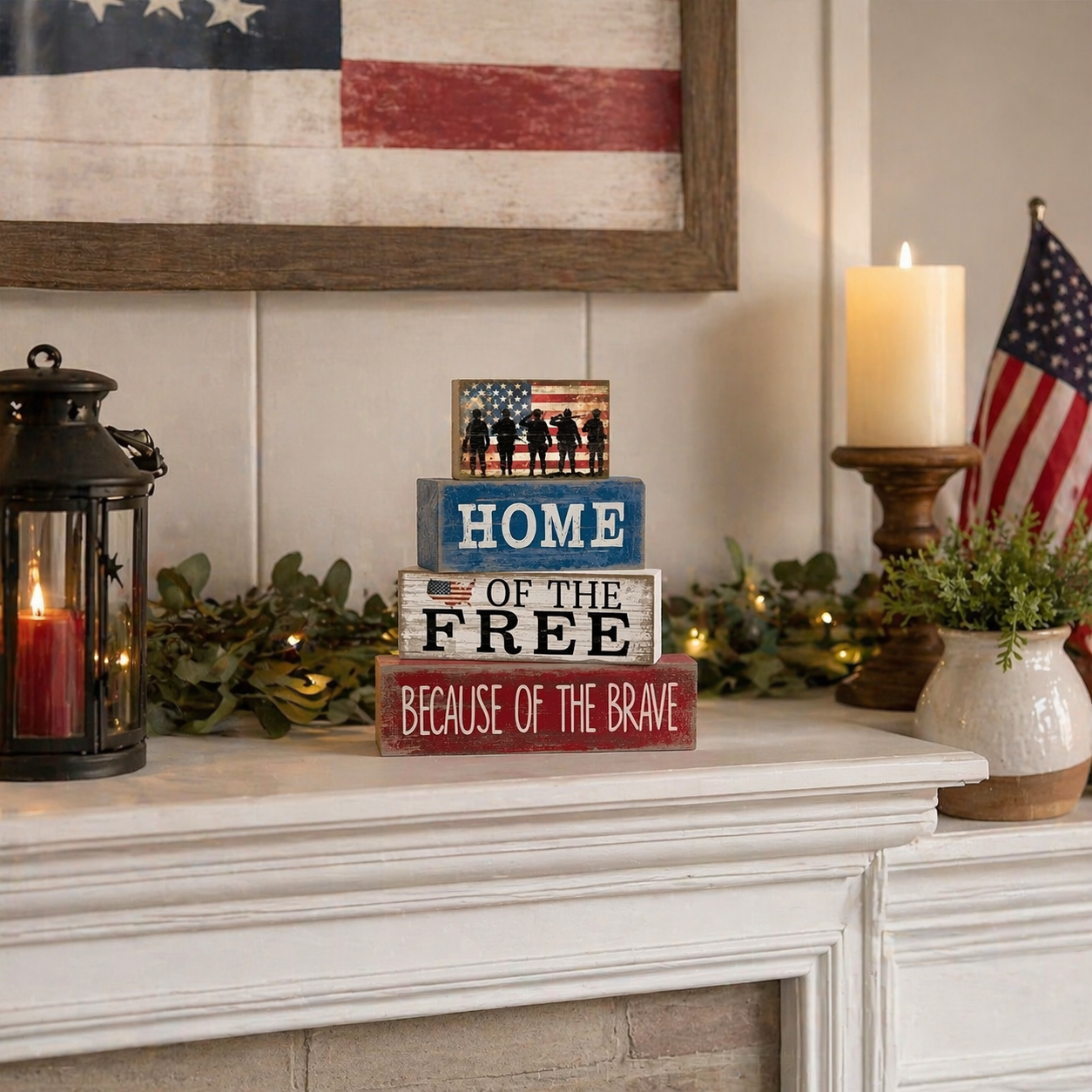 Independence Day Patriotic Memorial Wooden Letter Decorative Ornament