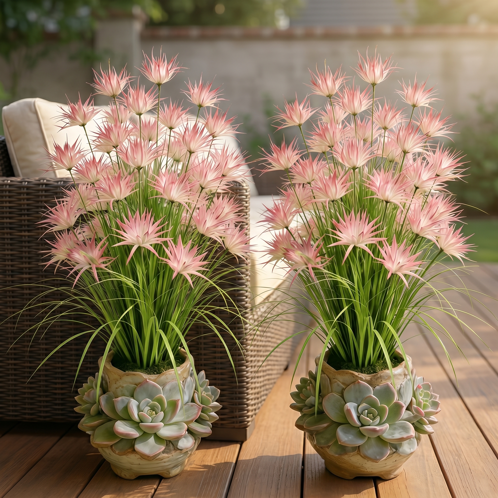 Outdoor Artificial Purple Foliage Orchids And Reeds