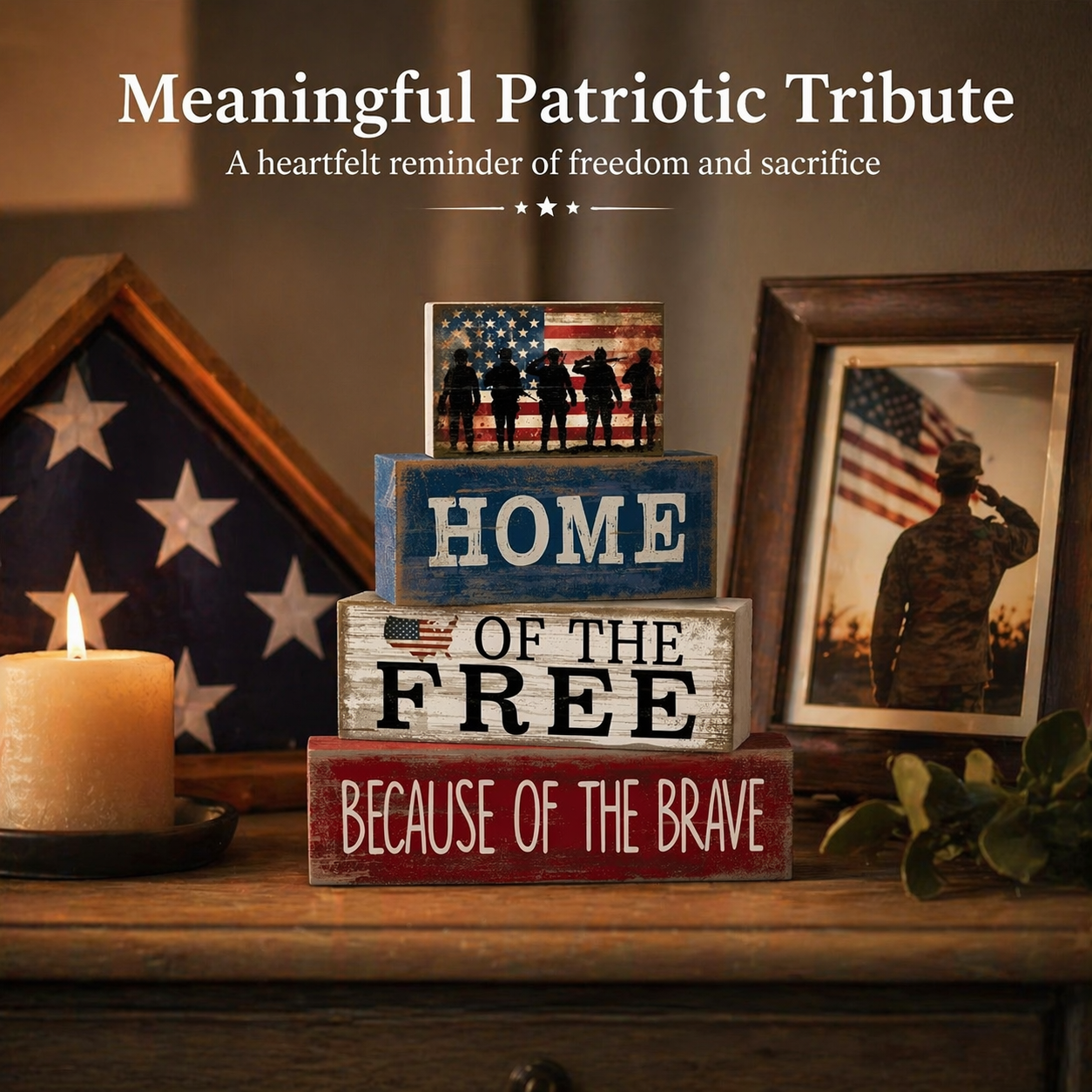 Independence Day Patriotic Memorial Wooden Letter Decorative Ornament