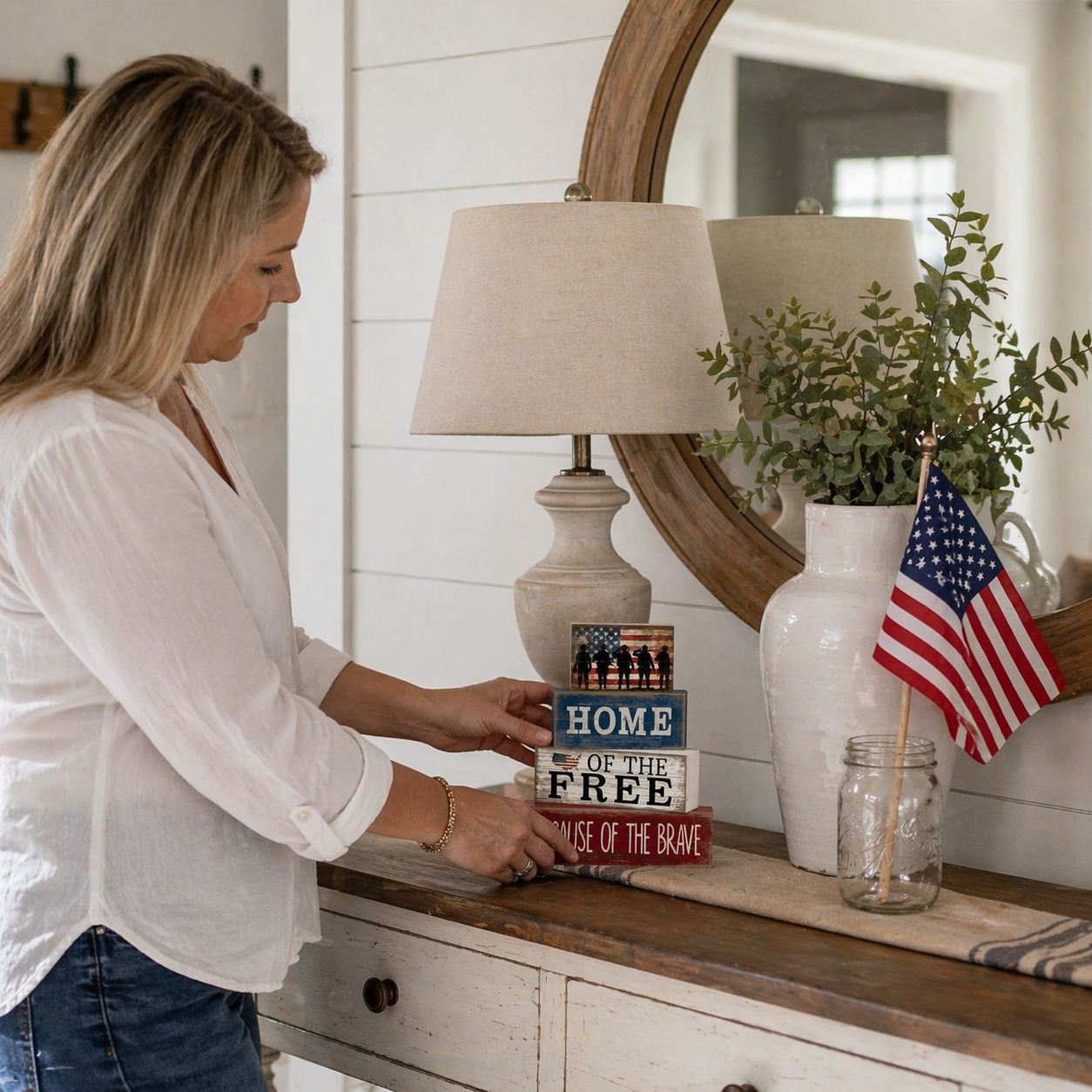 Independence Day Patriotic Memorial Wooden Letter Decorative Ornament