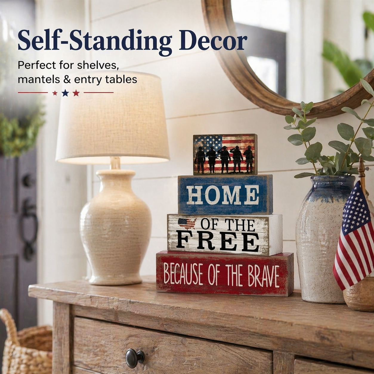 Independence Day Patriotic Memorial Wooden Letter Decorative Ornament