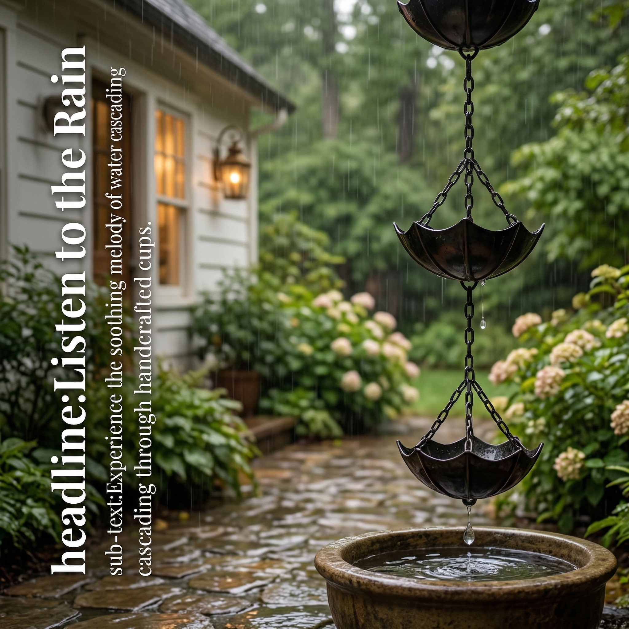 Small Umbrella Wind Chime Wrought Iron Outdoor Decoration Garden Courtyard Rain Chain