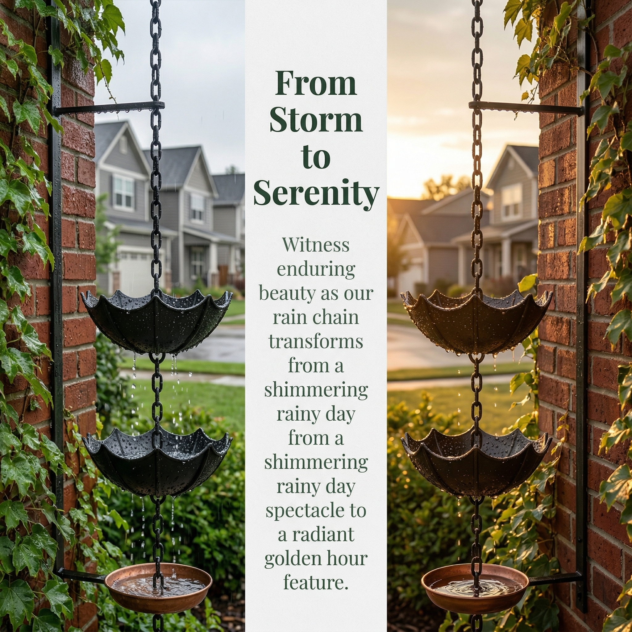 Small Umbrella Wind Chime Wrought Iron Outdoor Decoration Garden Courtyard Rain Chain