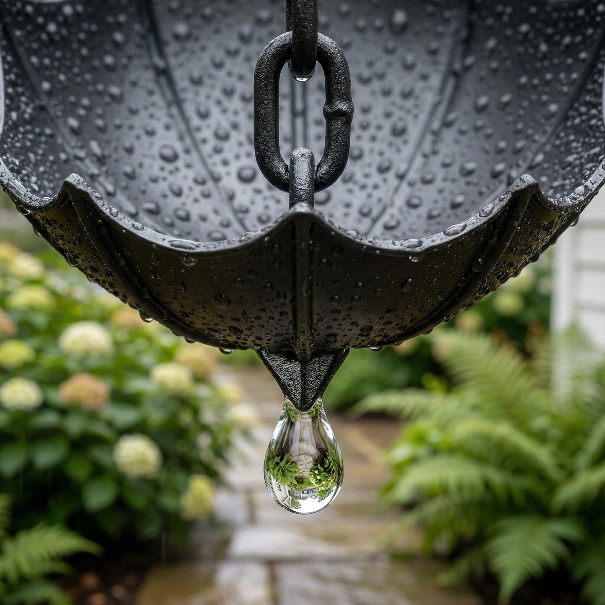 Small Umbrella Wind Chime Wrought Iron Outdoor Decoration Garden Courtyard Rain Chain