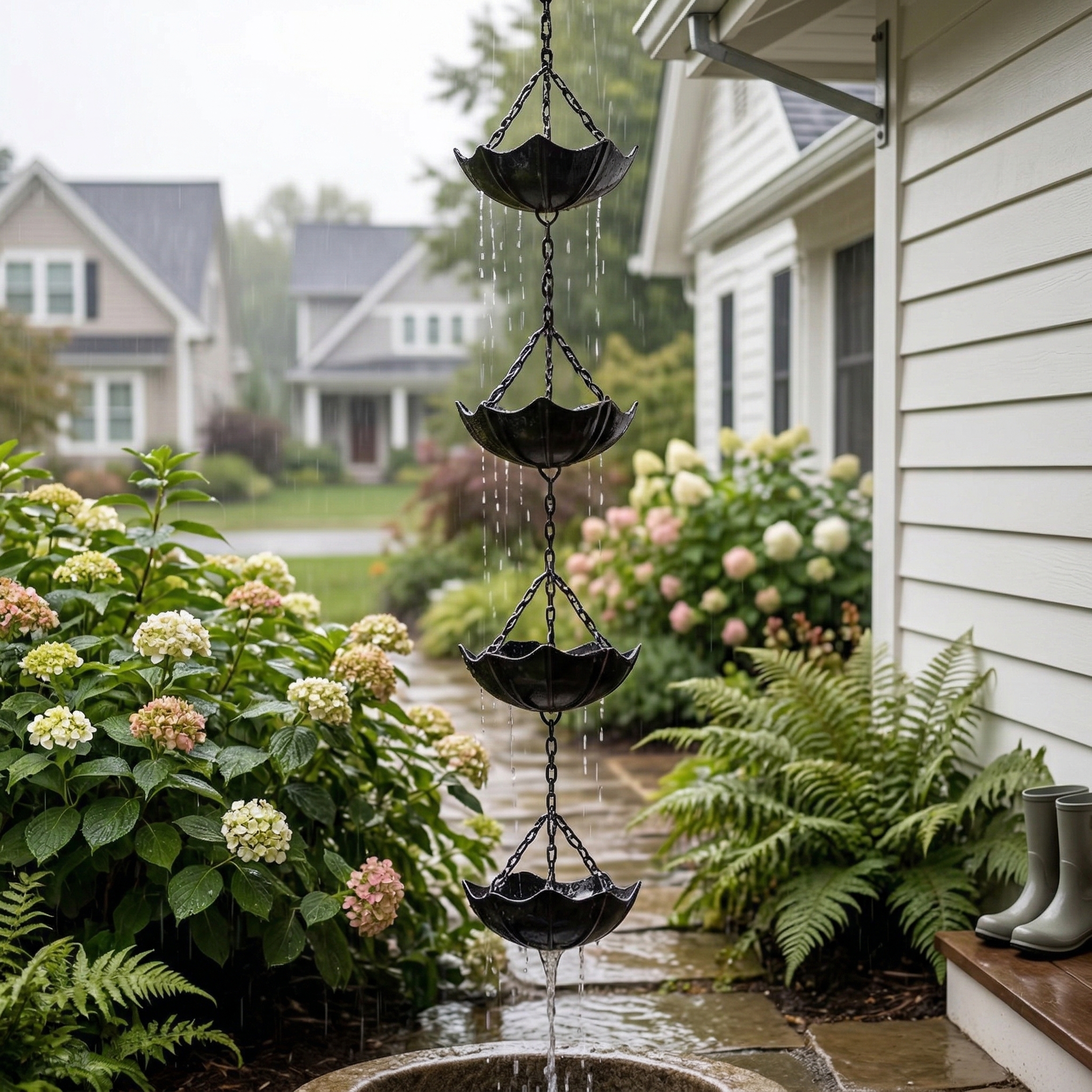 Small Umbrella Wind Chime Wrought Iron Outdoor Decoration Garden Courtyard Rain Chain