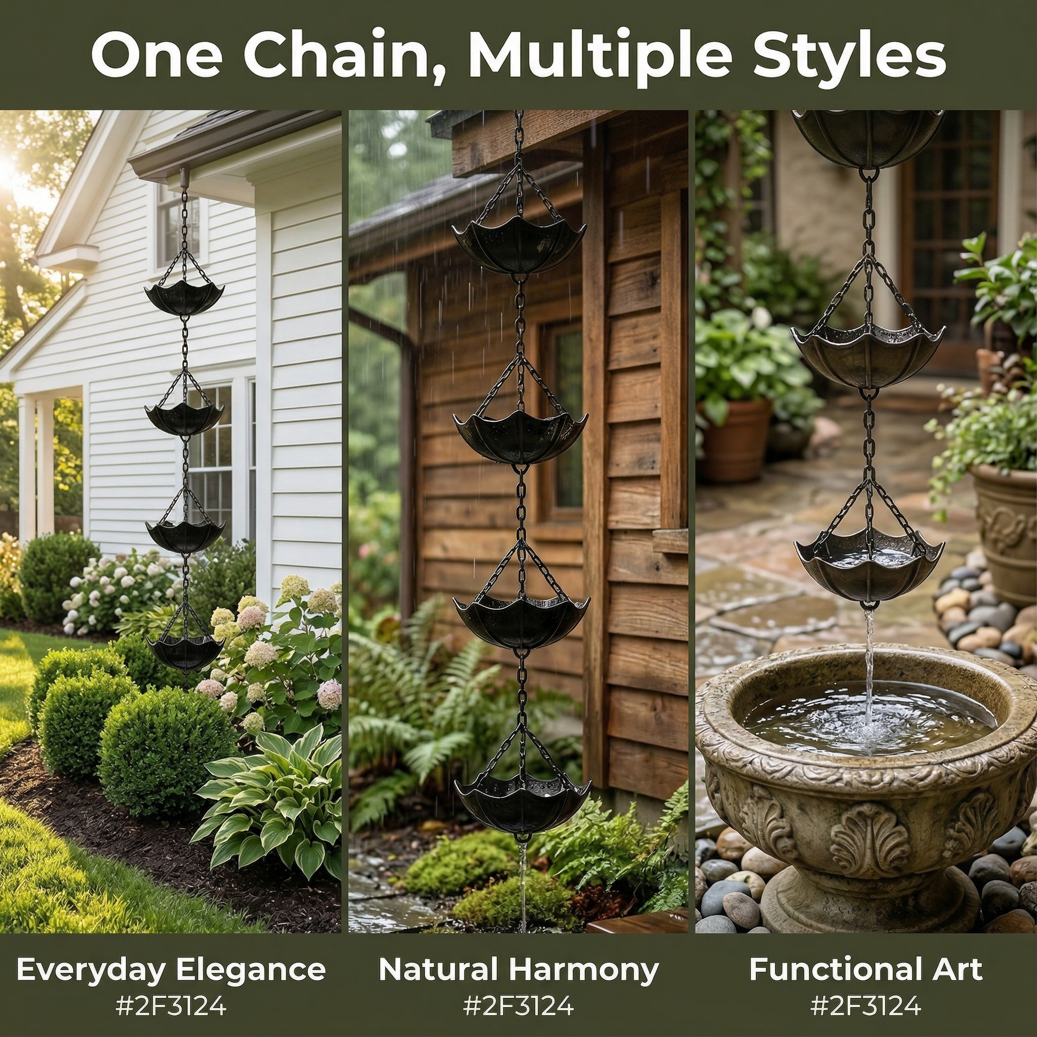 Small Umbrella Wind Chime Wrought Iron Outdoor Decoration Garden Courtyard Rain Chain