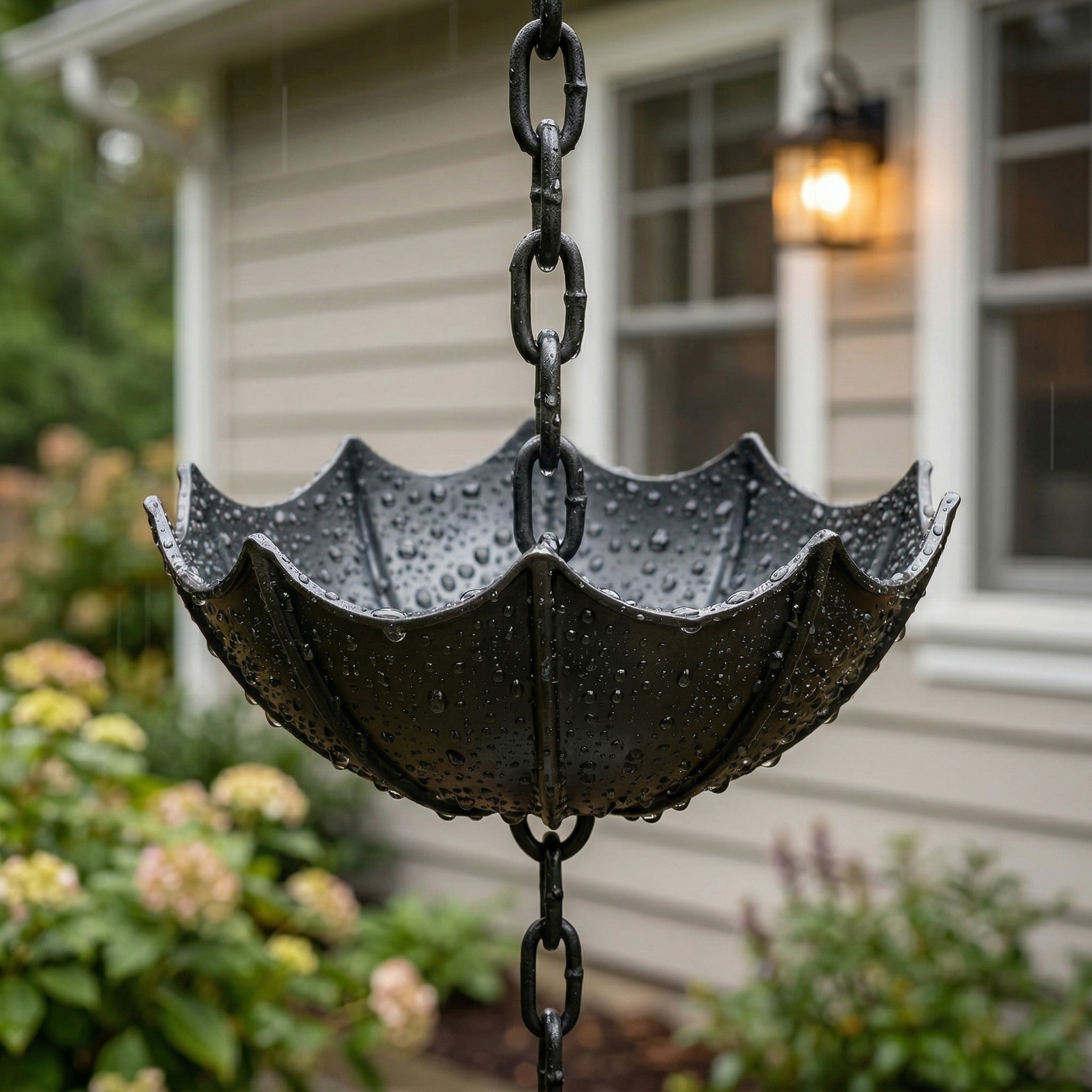 Small Umbrella Wind Chime Wrought Iron Outdoor Decoration Garden Courtyard Rain Chain