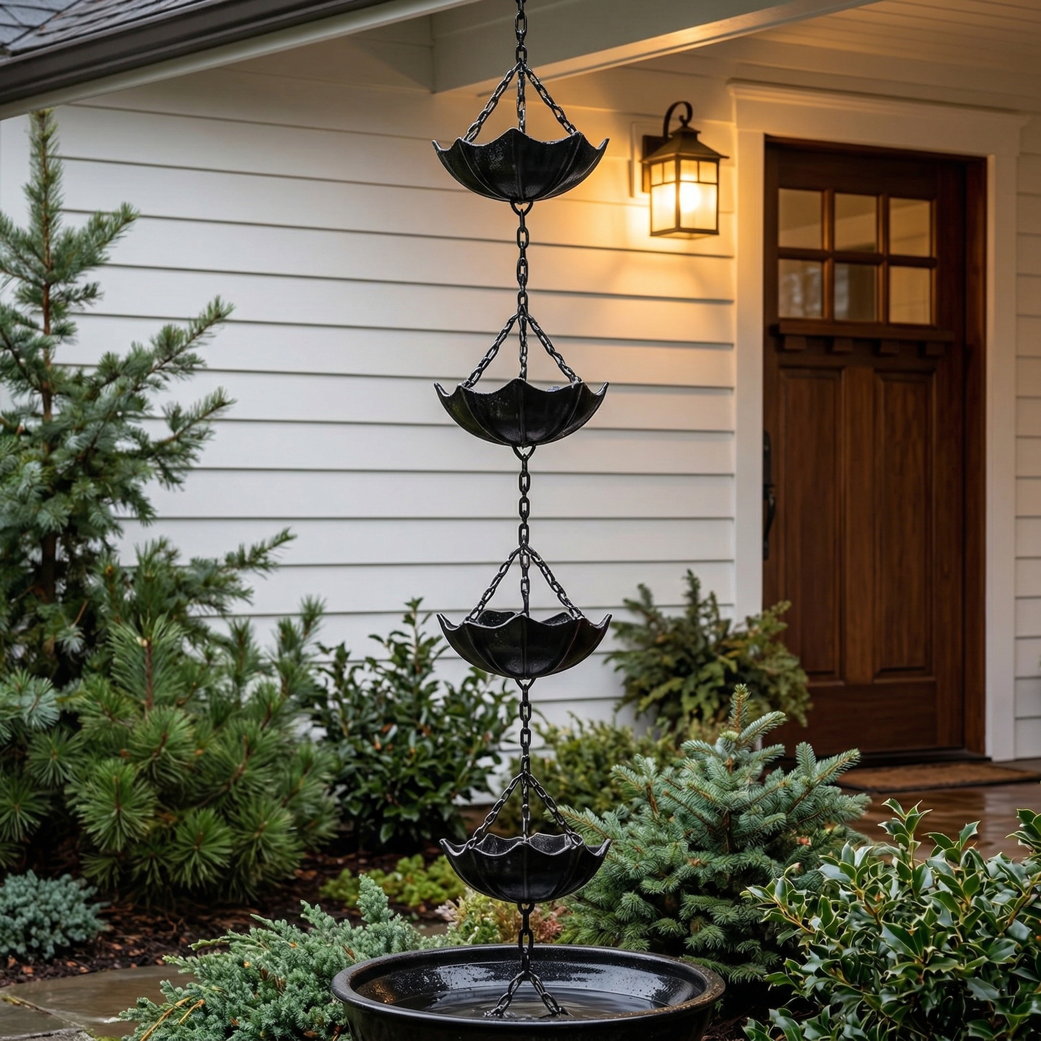 Small Umbrella Wind Chime Wrought Iron Outdoor Decoration Garden Courtyard Rain Chain