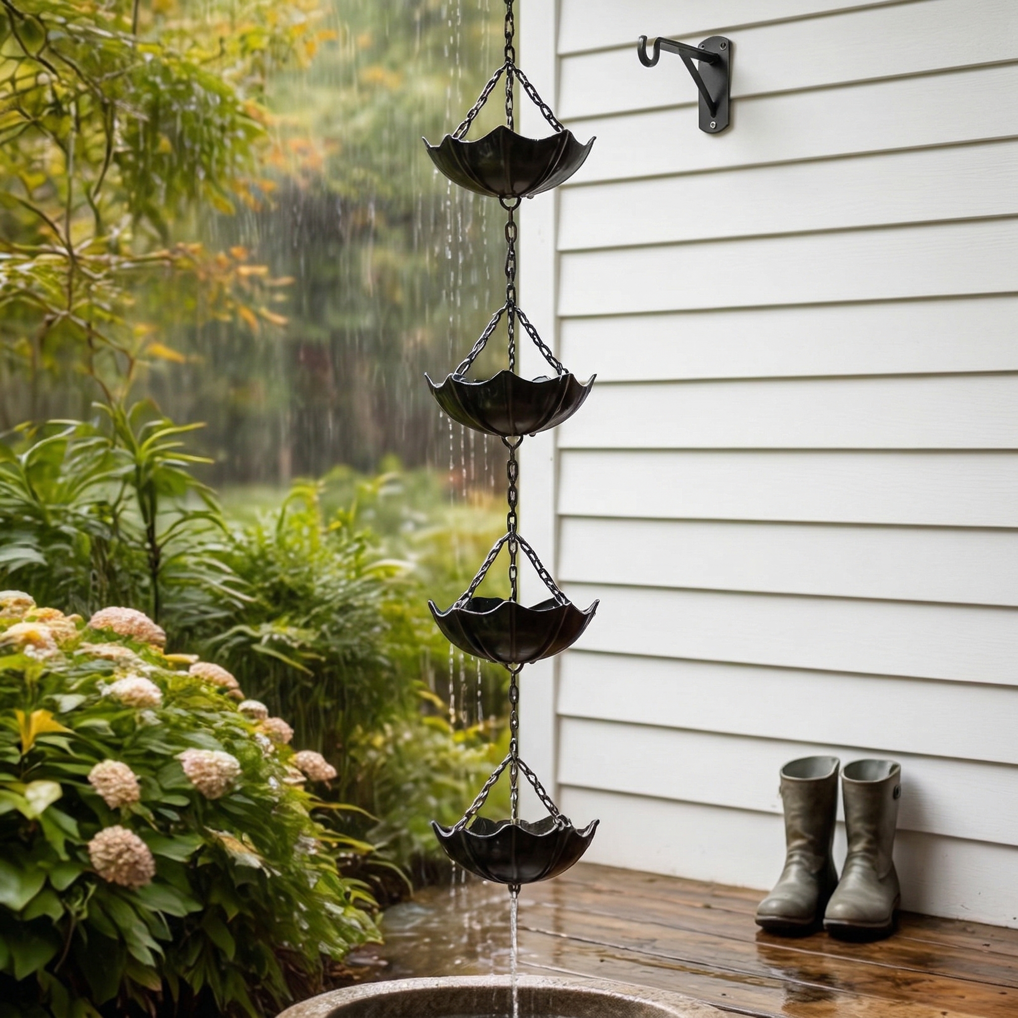 Small Umbrella Wind Chime Wrought Iron Outdoor Decoration Garden Courtyard Rain Chain