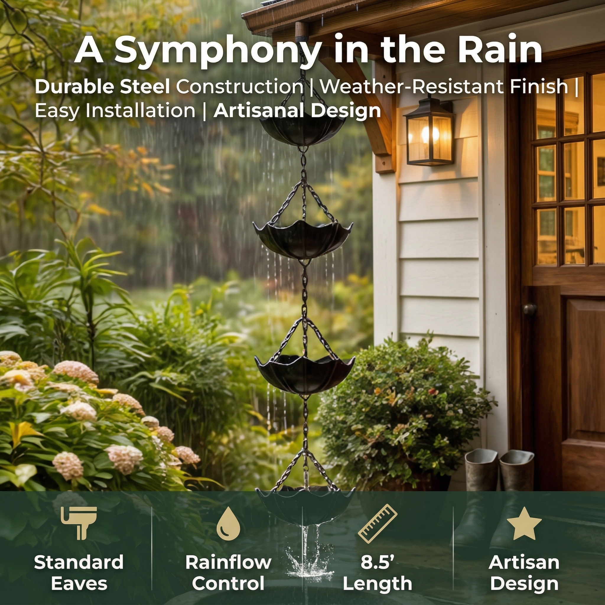 Small Umbrella Wind Chime Wrought Iron Outdoor Decoration Garden Courtyard Rain Chain