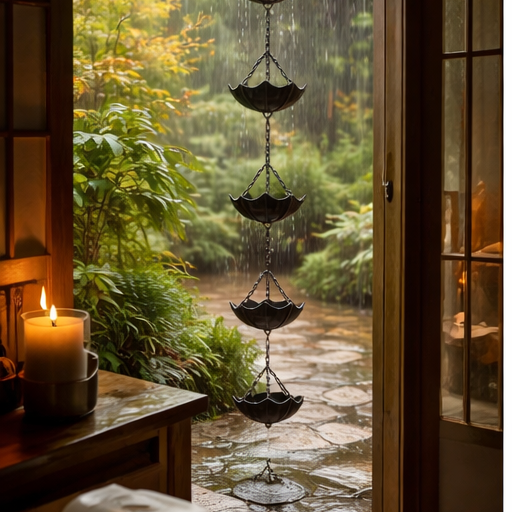 Small Umbrella Wind Chime Wrought Iron Outdoor Decoration Garden Courtyard Rain Chain