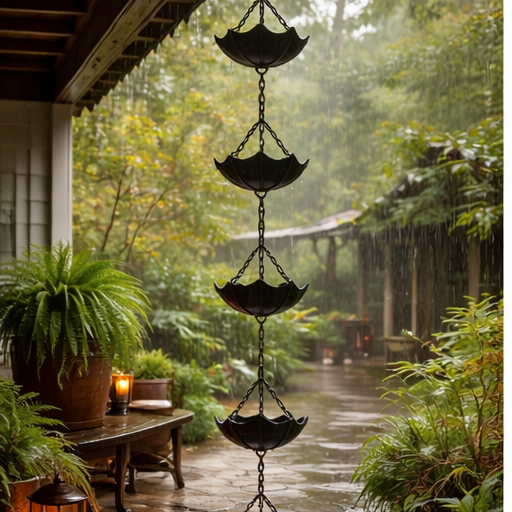Small Umbrella Wind Chime Wrought Iron Outdoor Decoration Garden Courtyard Rain Chain