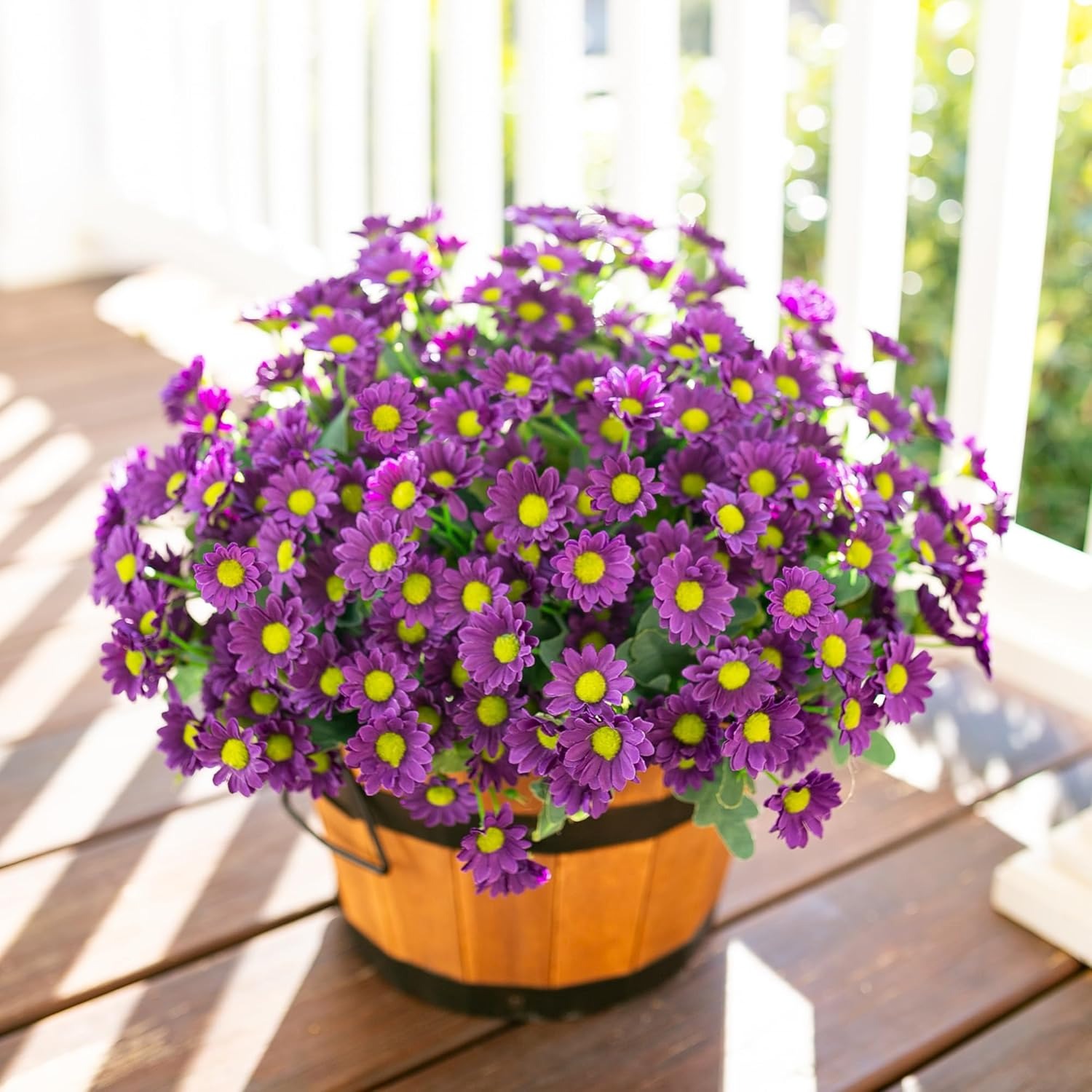 Artificial Mums Flowers for Outdoors Fall Autumn Decoration - UV resistant, Waterproof, Windproof