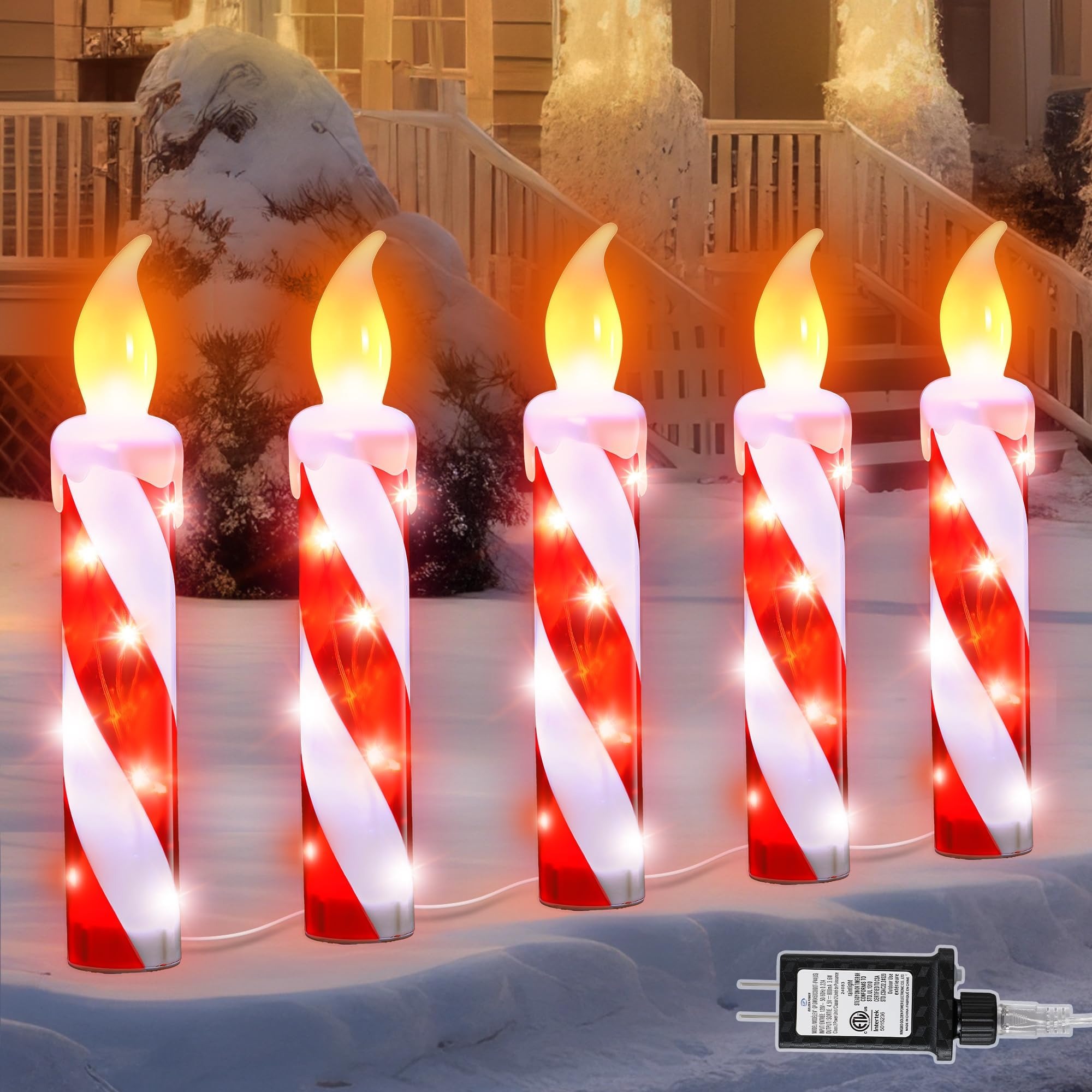 Christmas Candy Cane Candle Pathway Lights