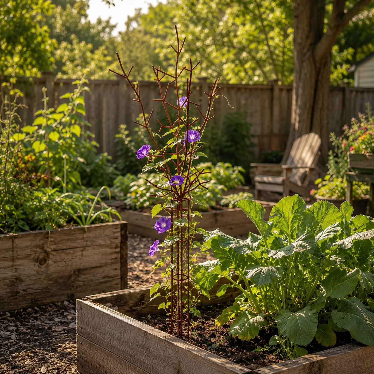Rustic Wrought Iron Branch Garden Trellis