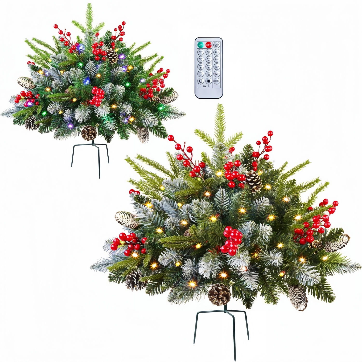 Pre-lit Artificial Christmas Tree Urn Filler