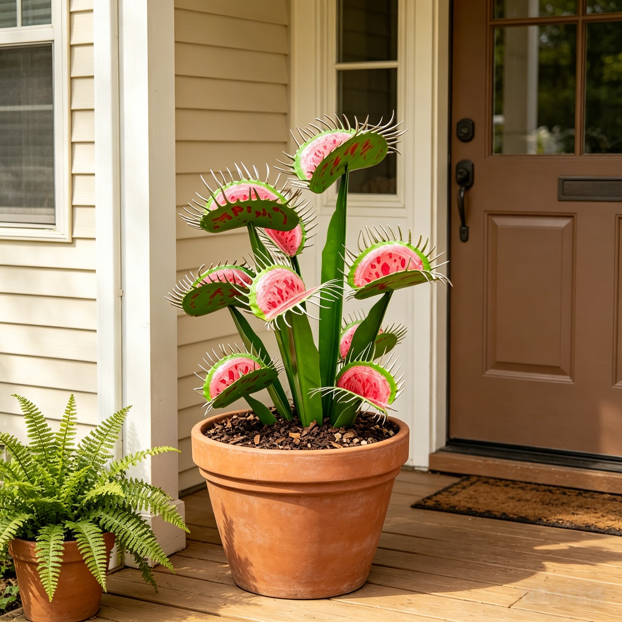 Metal Handpainted Venus Flytrap Garden Sculpture