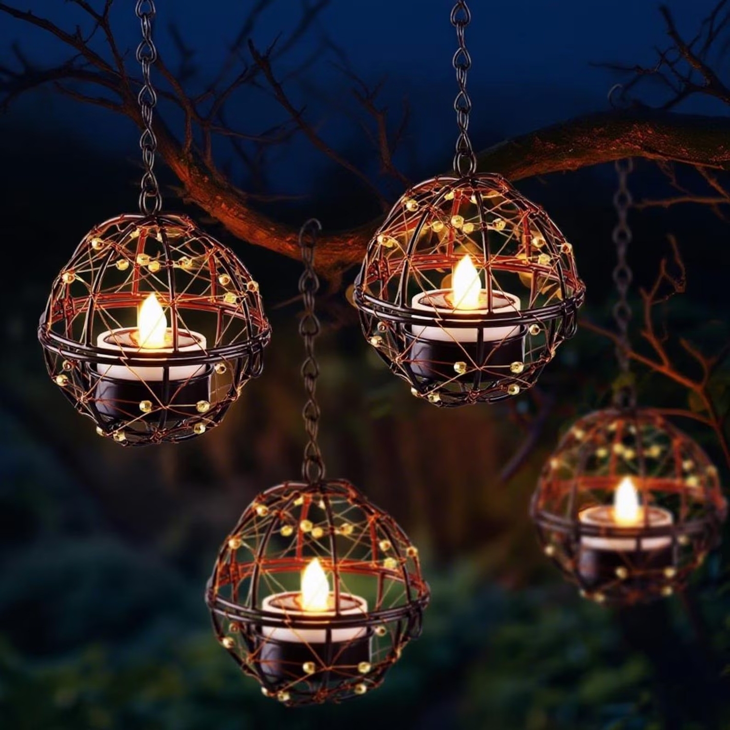 Waterproof Solar Rattan Ball Hanging Lantern