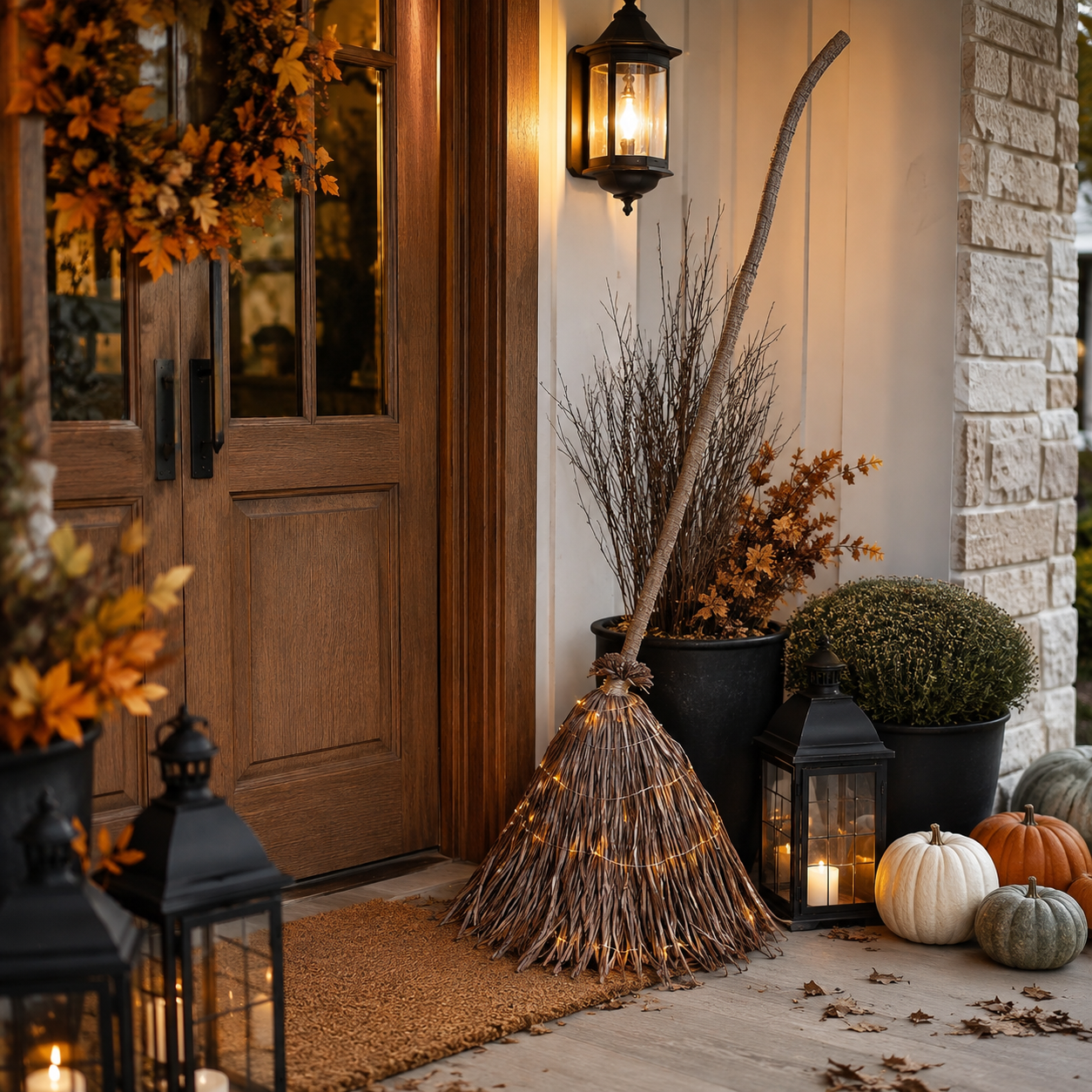 Light-Up Witch’s Broom Halloween Decor