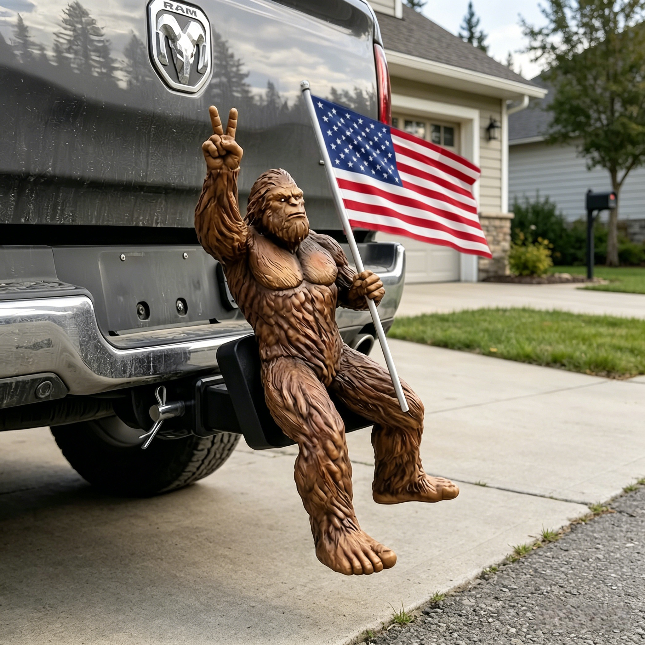 Bigfoot American Flag Hitch Cover
