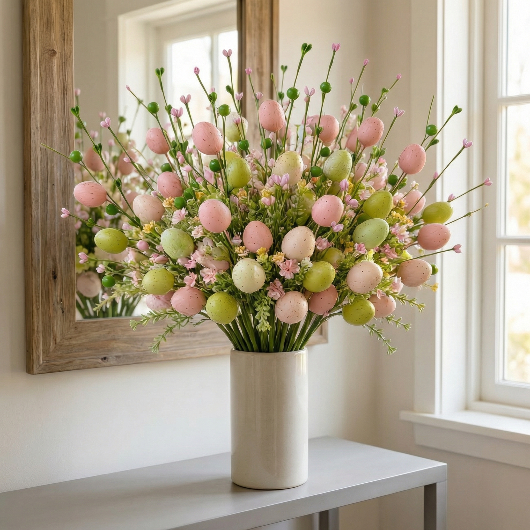 5 Bunches of Artificial Easter Egg Branches – Pastel Berry & Bud Stems for Spring Bouquet, Vase Filler & Easter Table Centerpiece Decor