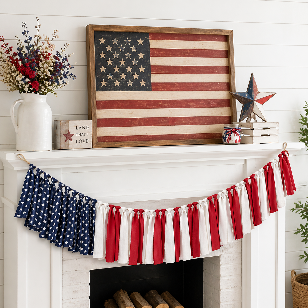 Handmade American Flag Garland